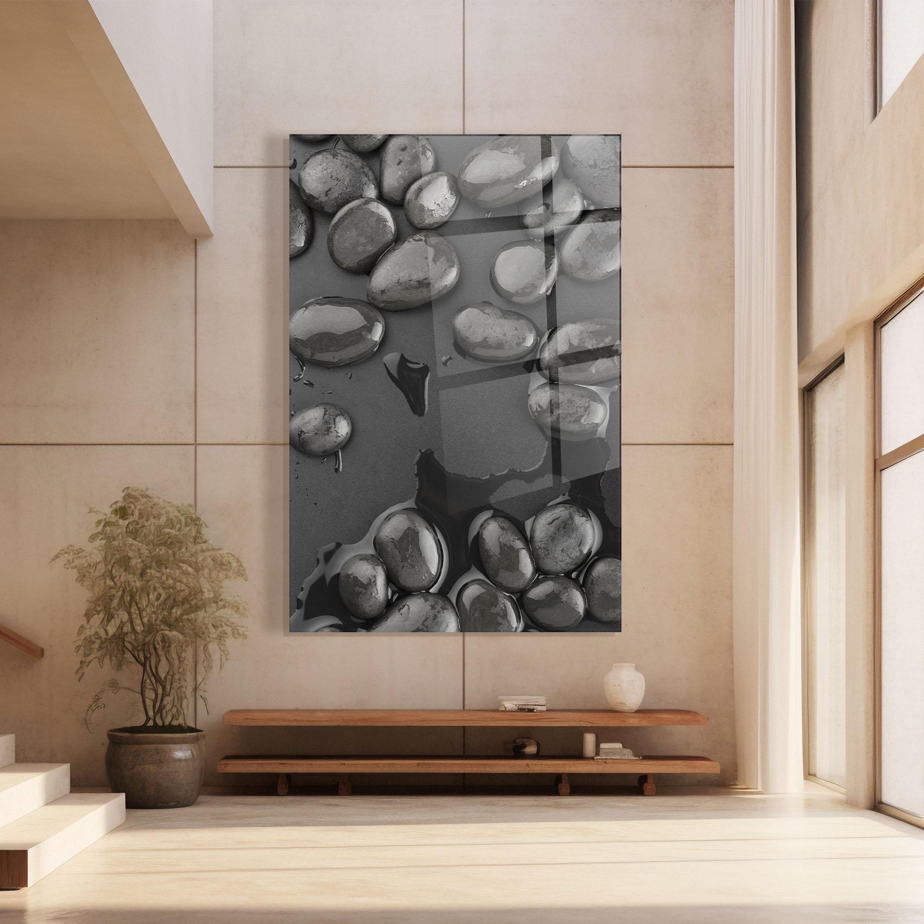 Glasbild Grey Shiny Stones mockup 8