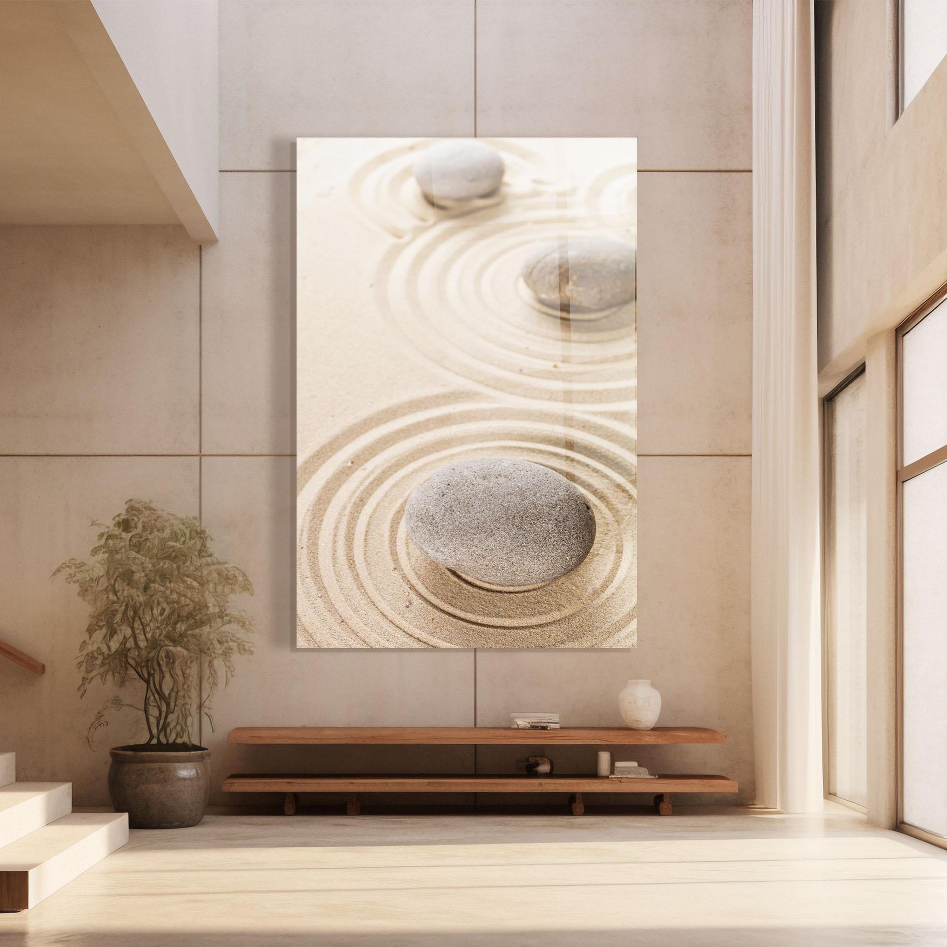 Glasbild Meditation Cream Stone mockup 8