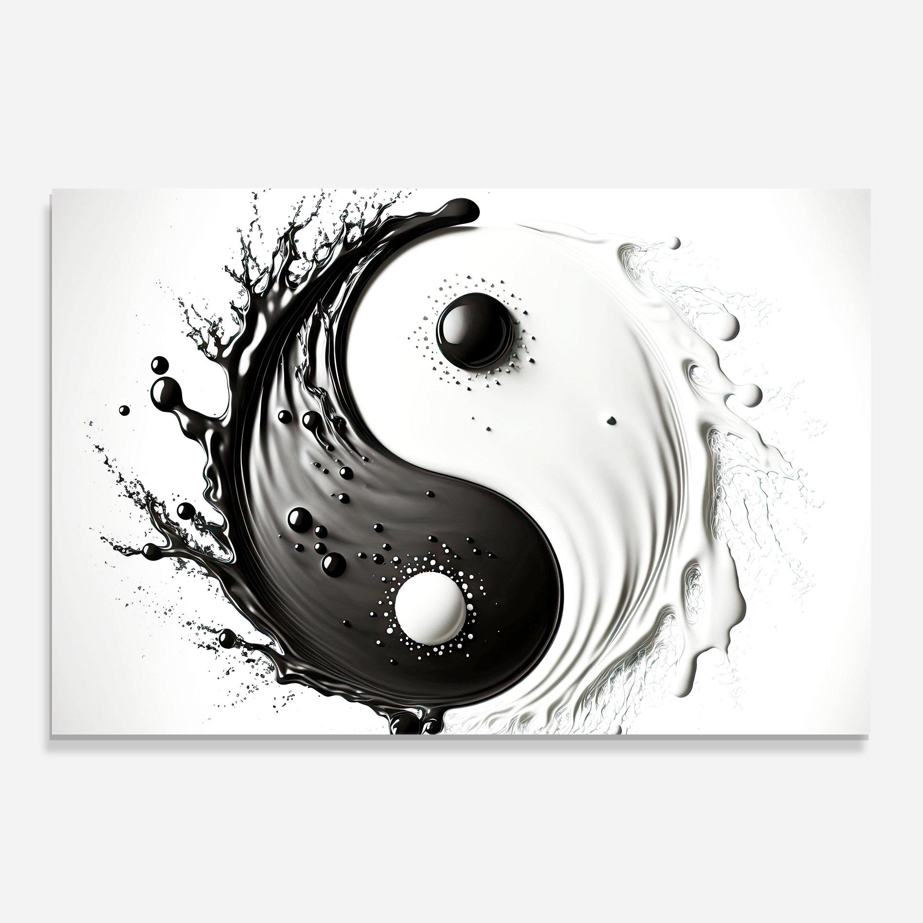 Glasbild Black Liquid Yinyang mockup 0