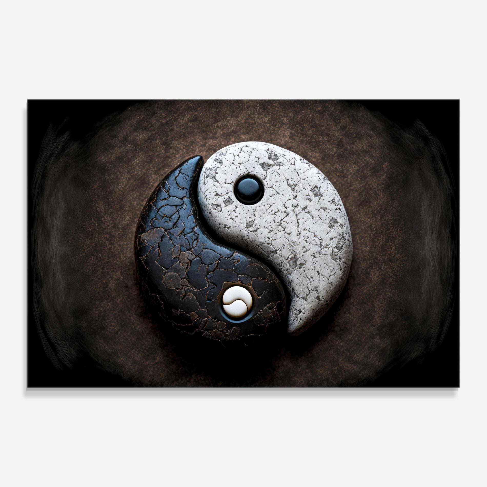 Glasbild Black Stone Yinyang mockup 0