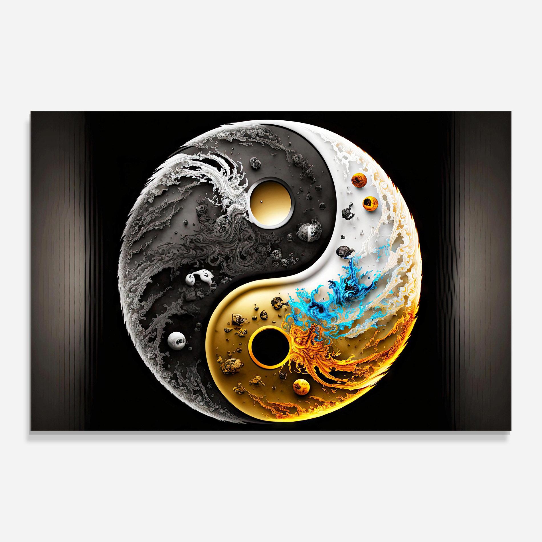 Glasbild Black Yellow Yinyang mockup 0