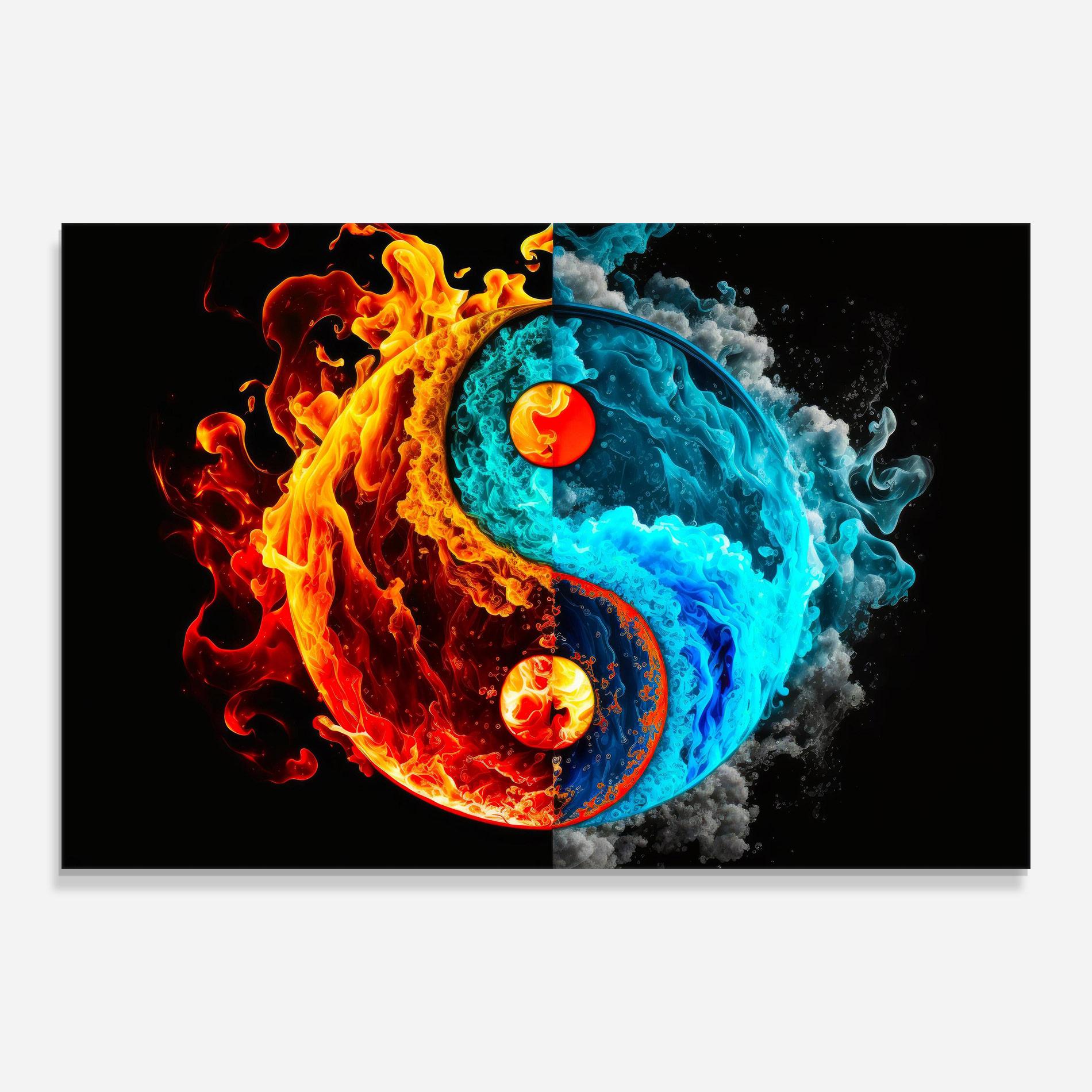 Glasbild Blue Smoke Yinyang mockup 0