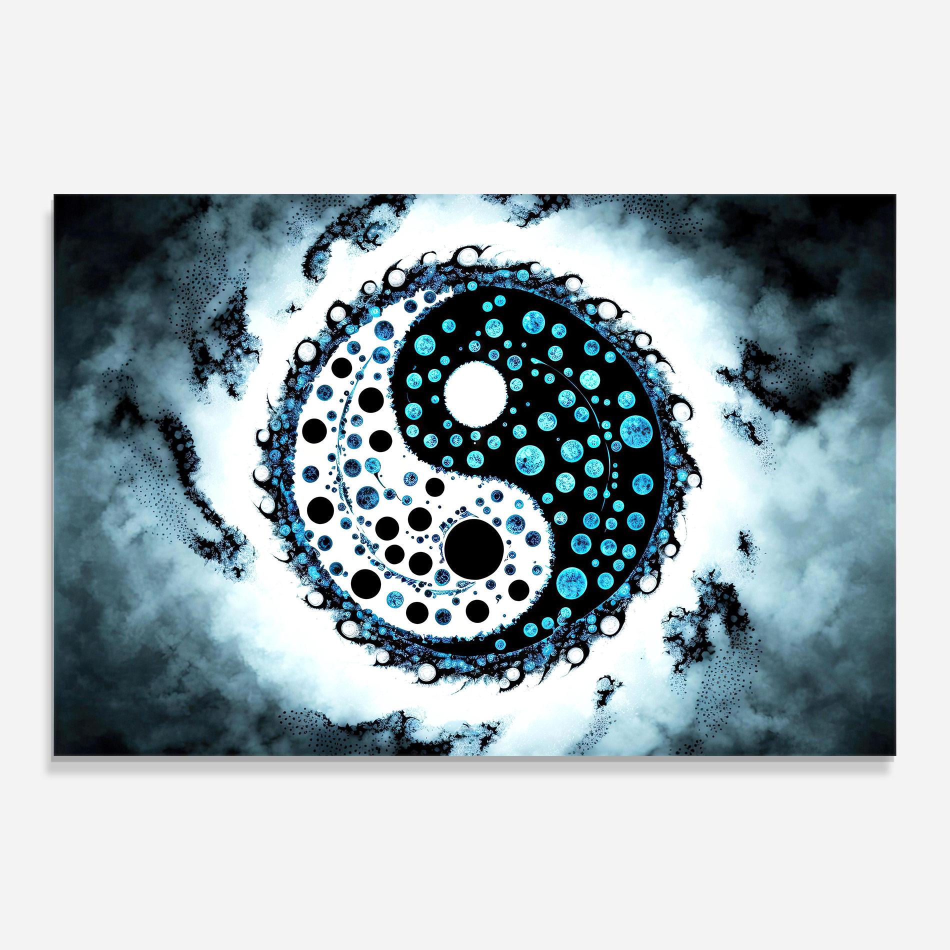 Glasbild Blue White Yinyang mockup 0