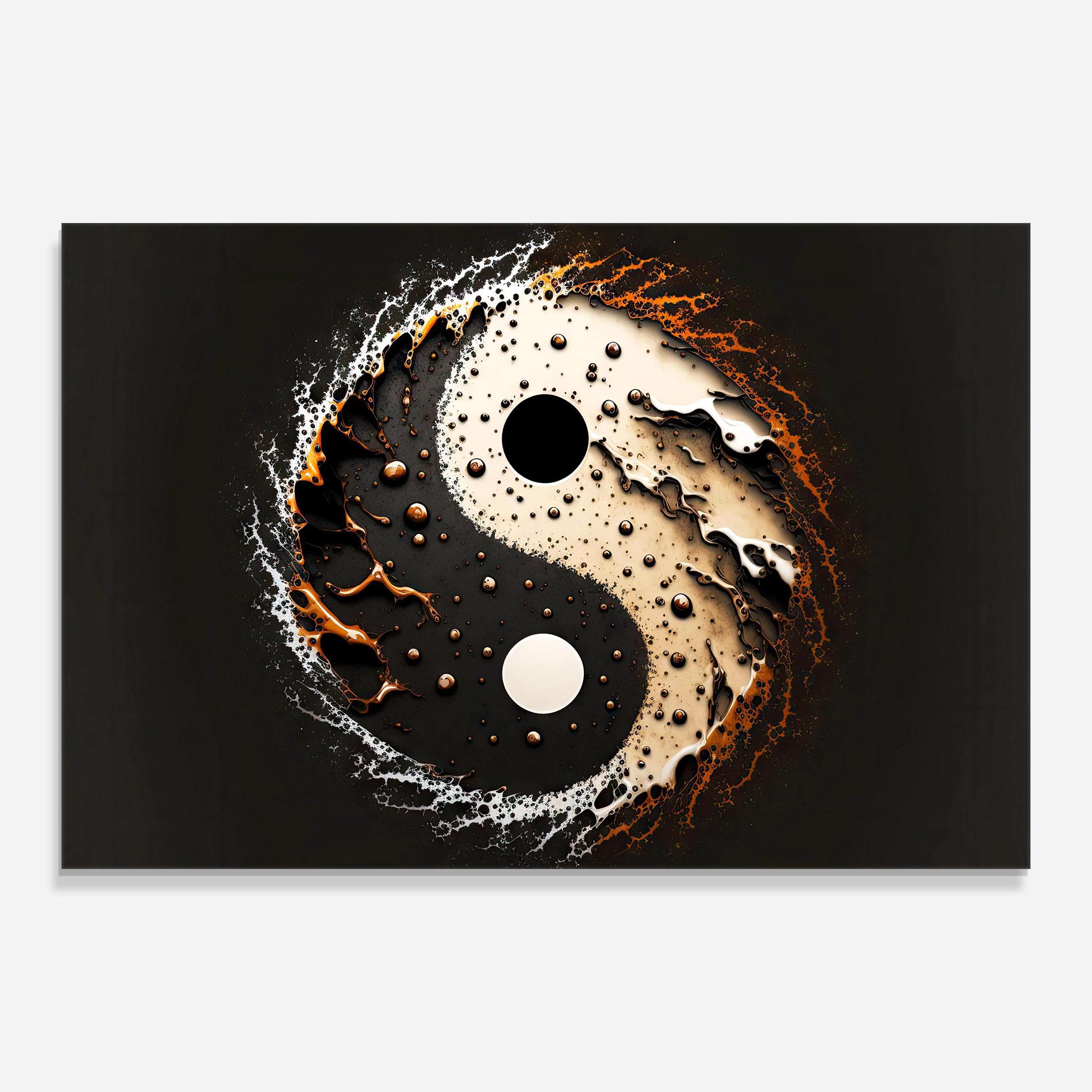 Glasbild Brown Liquid Yinyang mockup 0