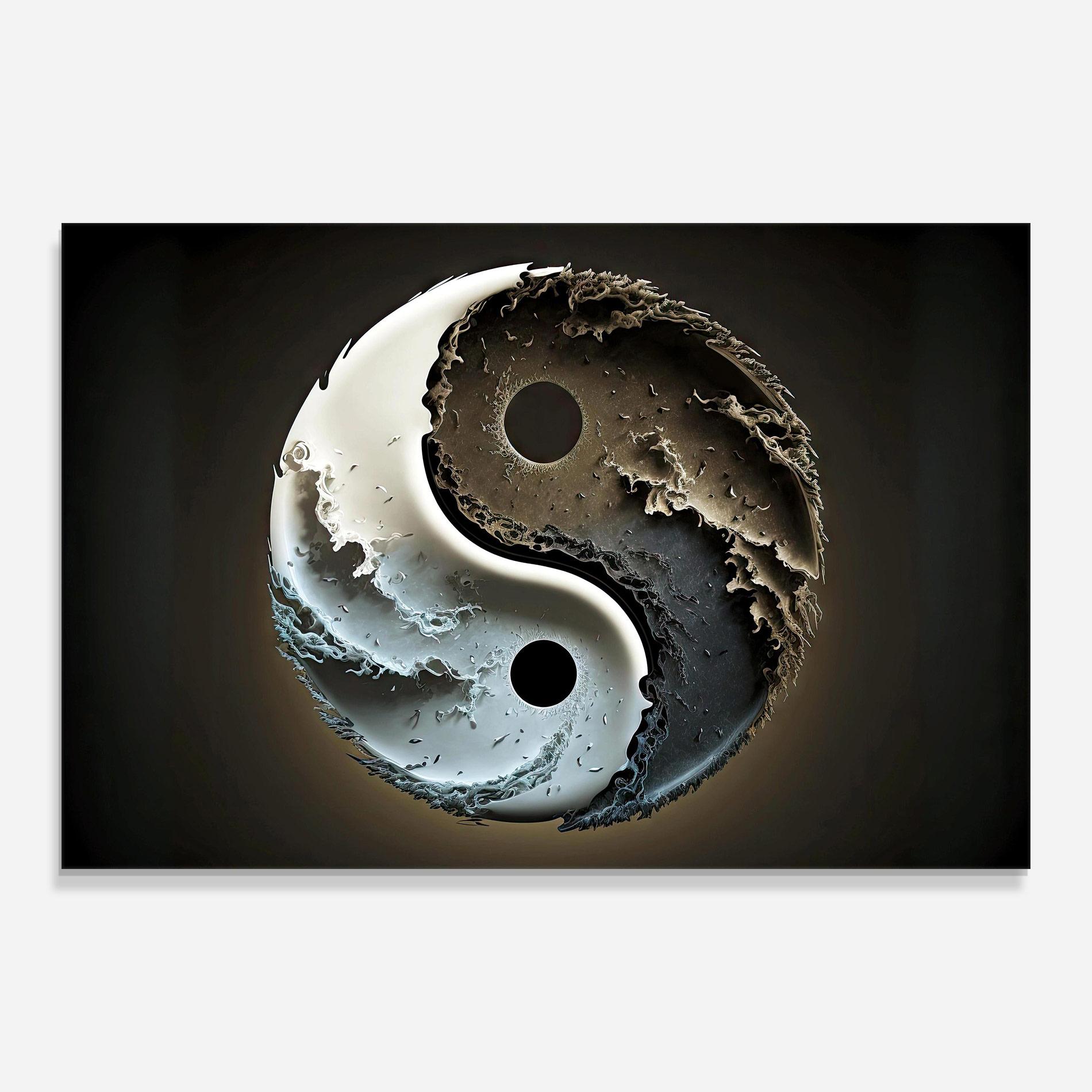 Glasbild Brown Smoke Yinyang mockup 0
