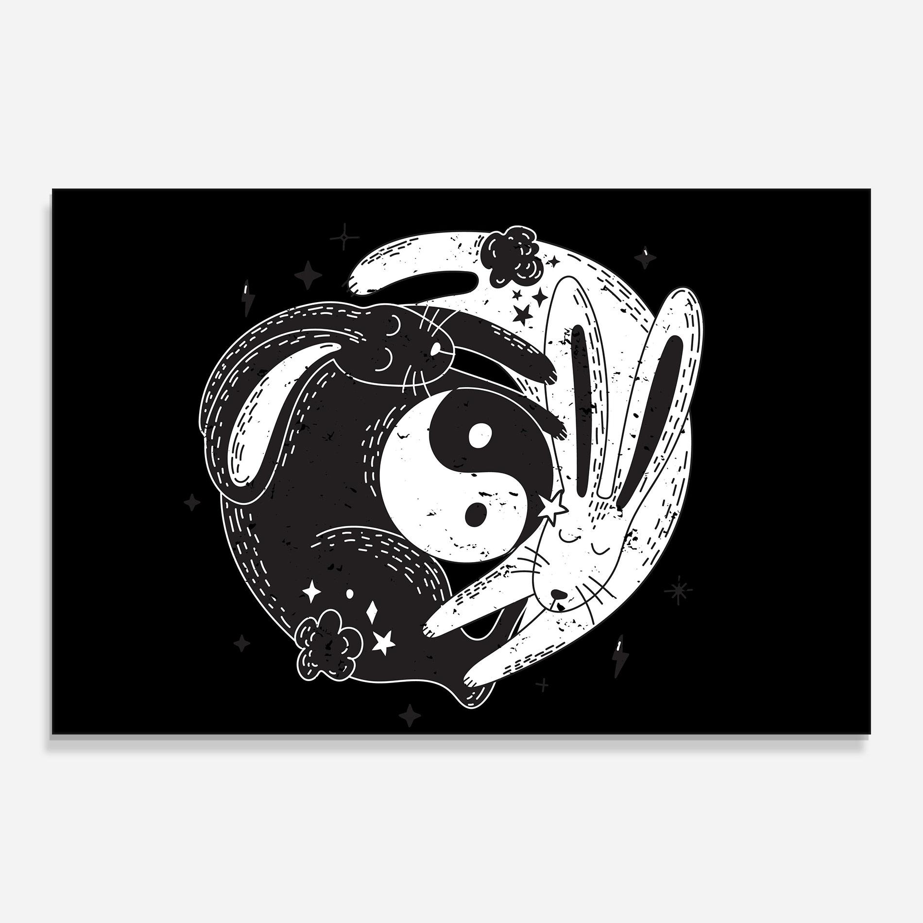 Glasbild Bunny Yinyang mockup 0