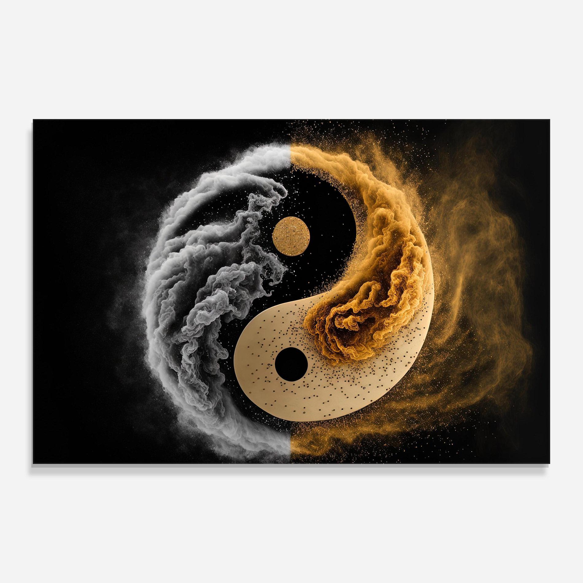 Glasbild Cream Smoke Yinyang mockup 0