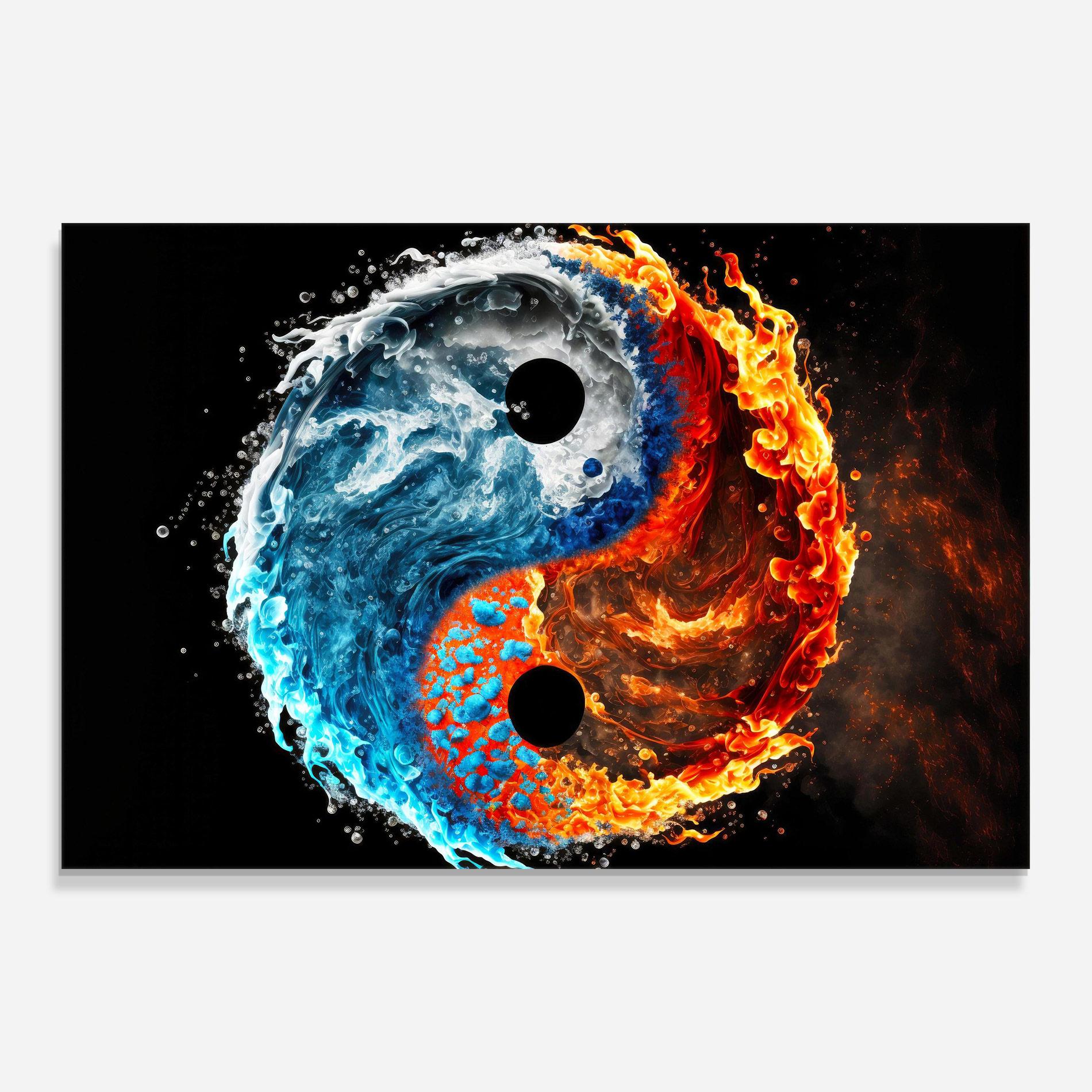 Glasbild Fire Water Yin Yang mockup 0