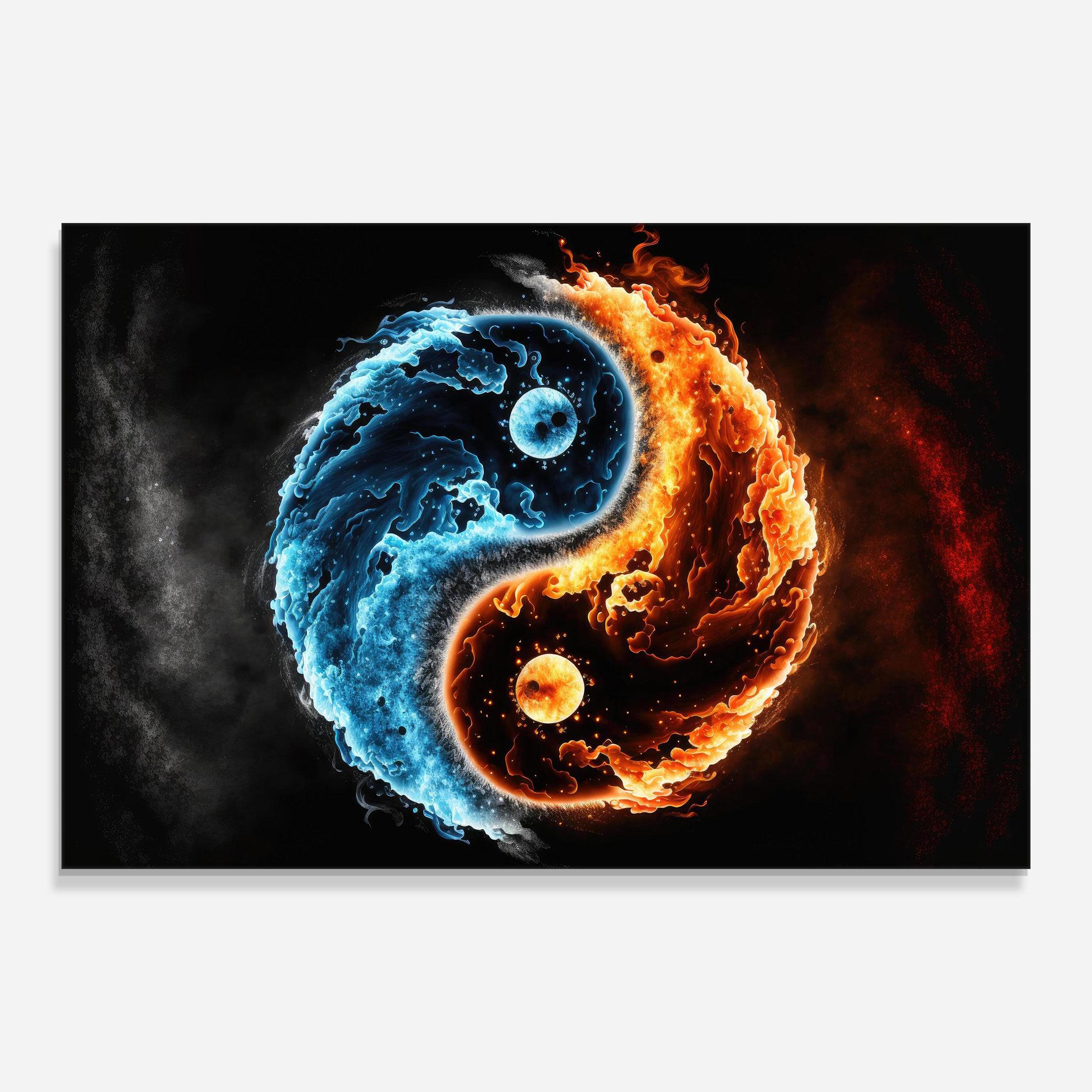 Glasbild Fire Water Yinyang mockup 0