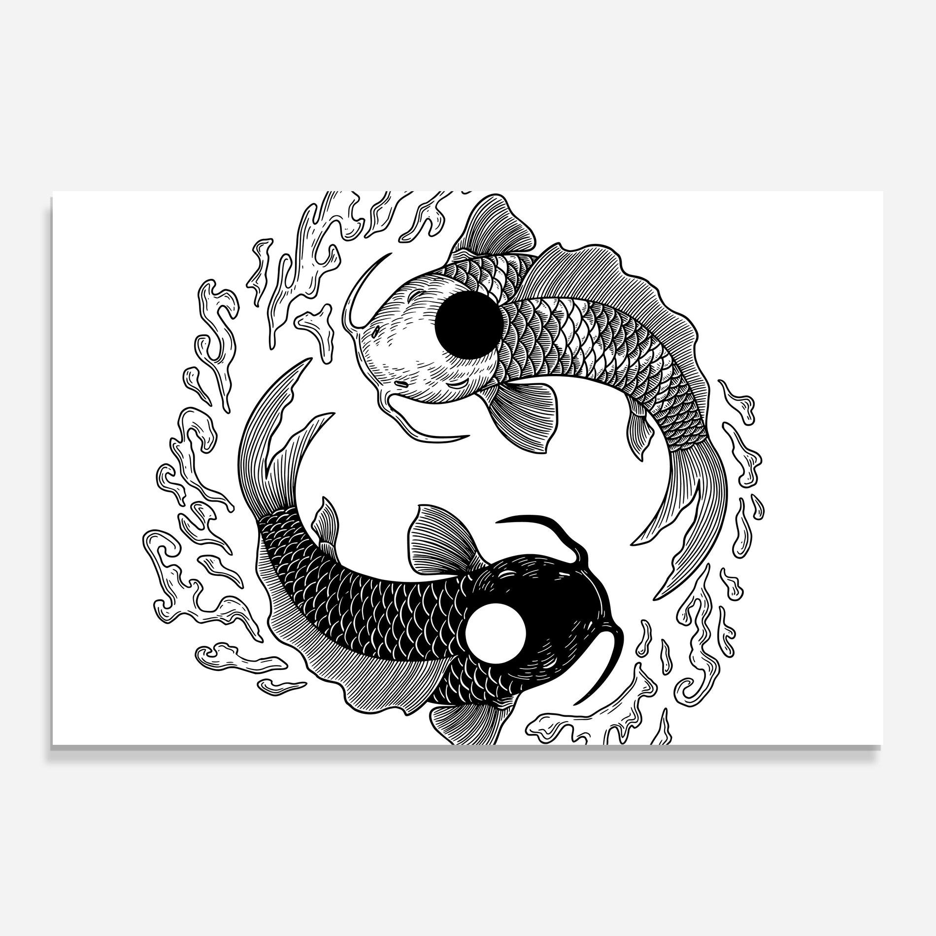 Glasbild Koi Art Yinyang mockup 0