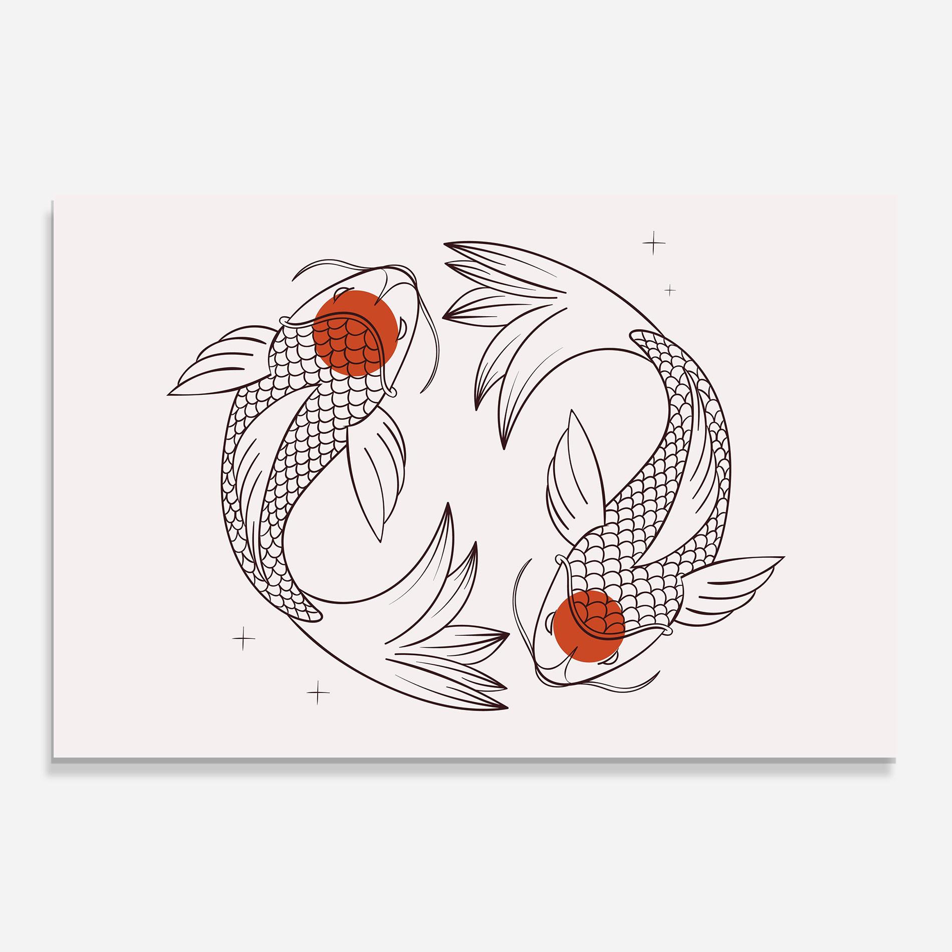Glasbild Koi Yinyang Art mockup 0
