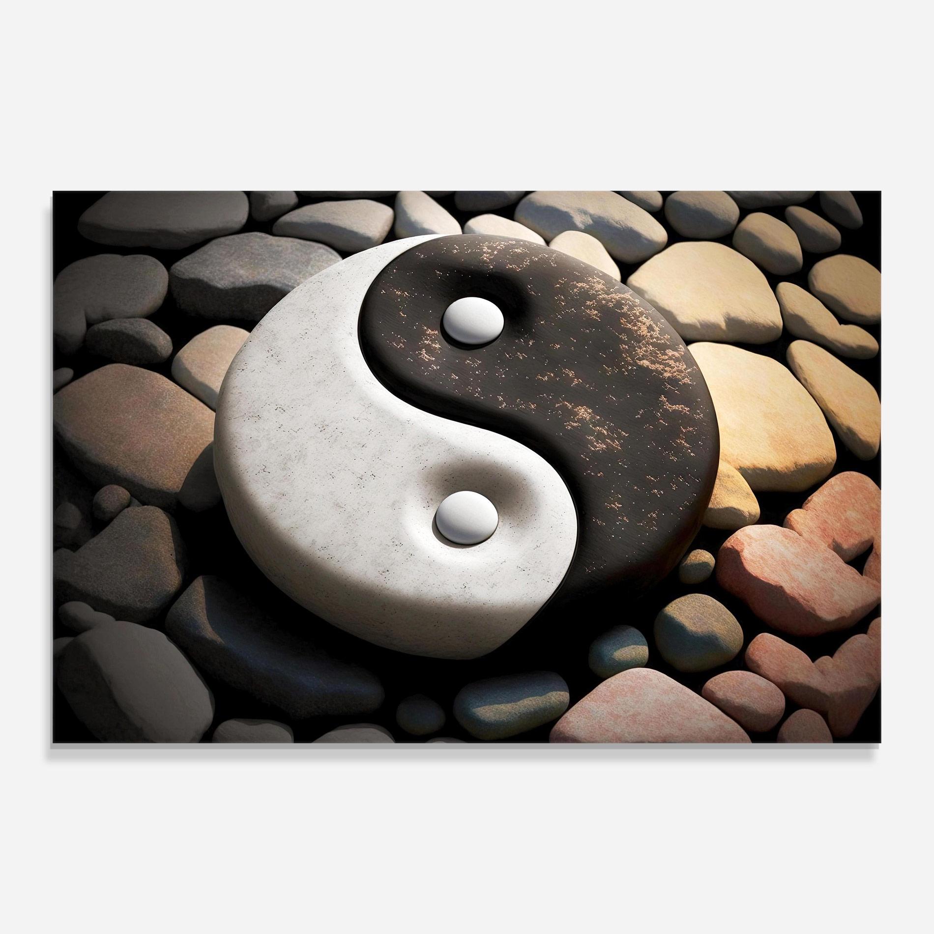 Glasbild Stone Yinyang mockup 0