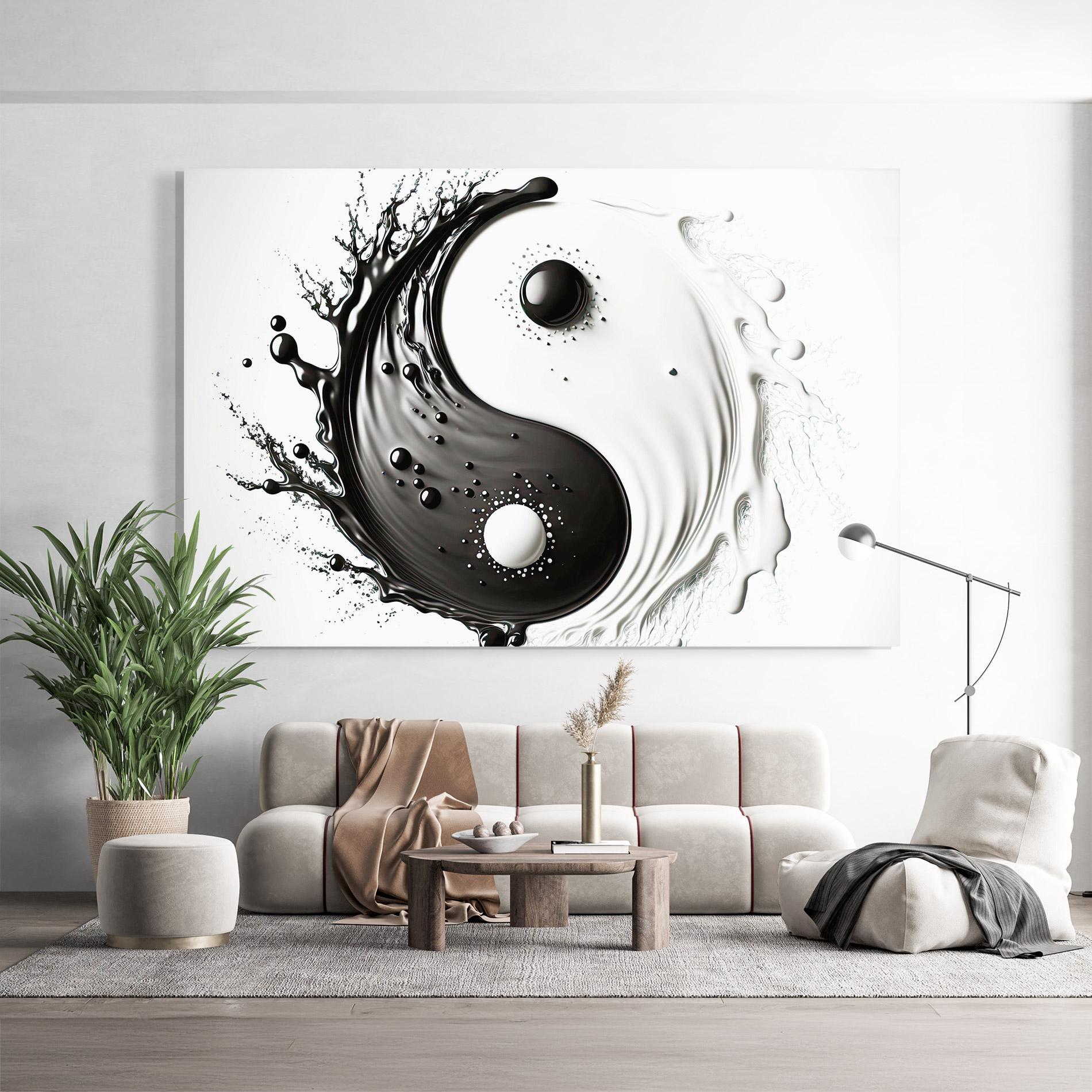 Glasbild Black Liquid Yinyang mockup 9