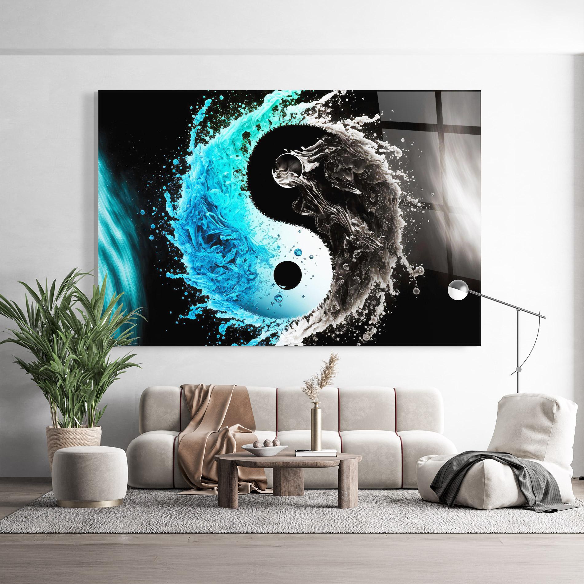 Glasbild Blue Black Yinyang mockup 9