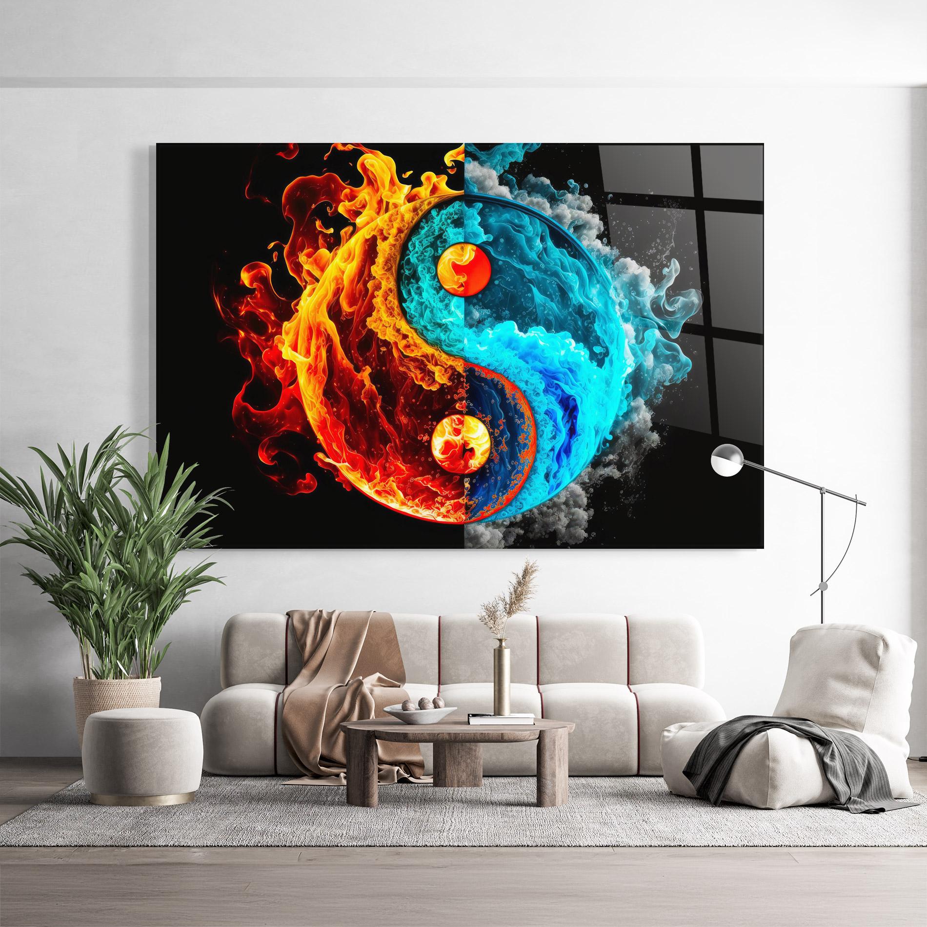 Glasbild Blue Smoke Yinyang mockup 9
