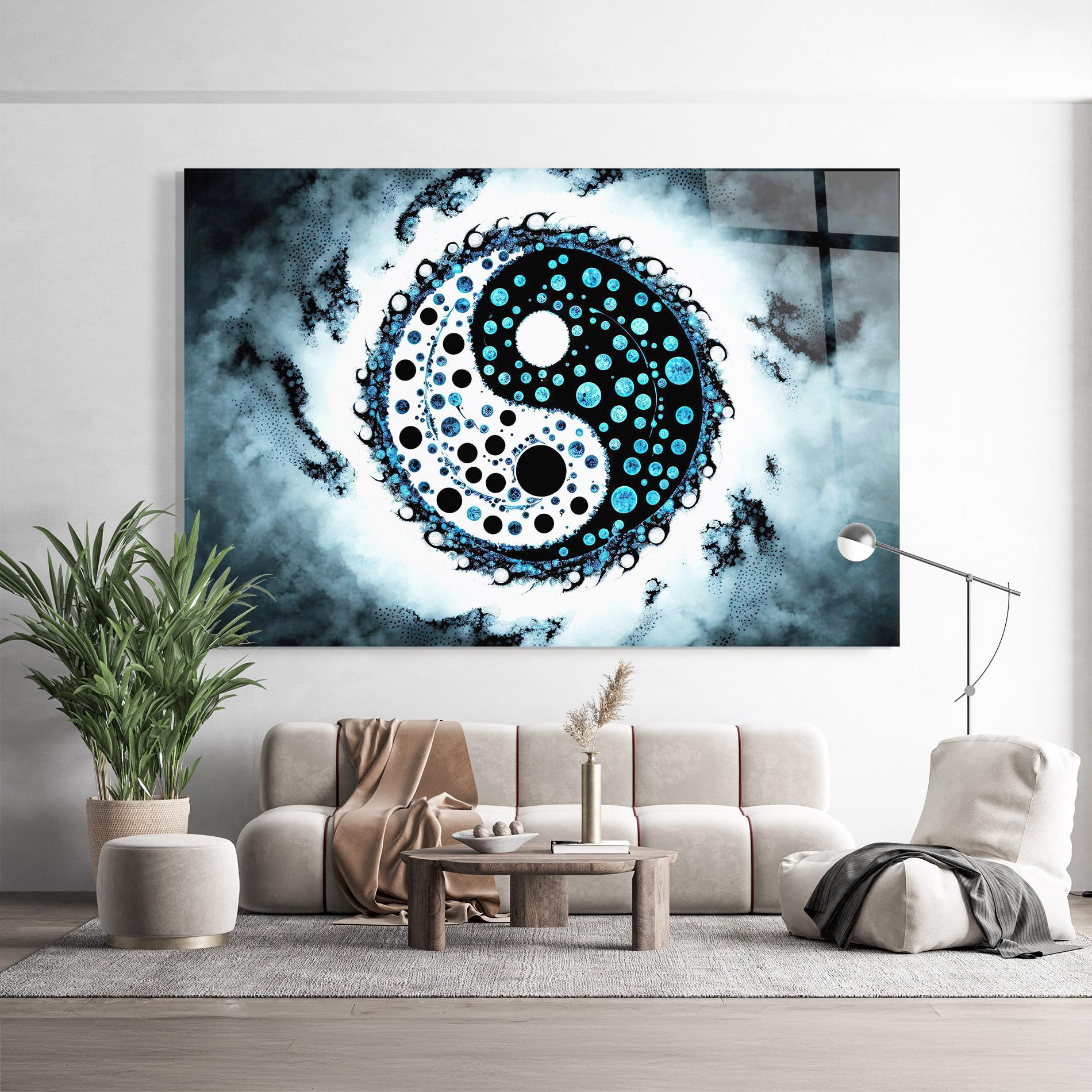 Glasbild Blue White Yinyang mockup 9