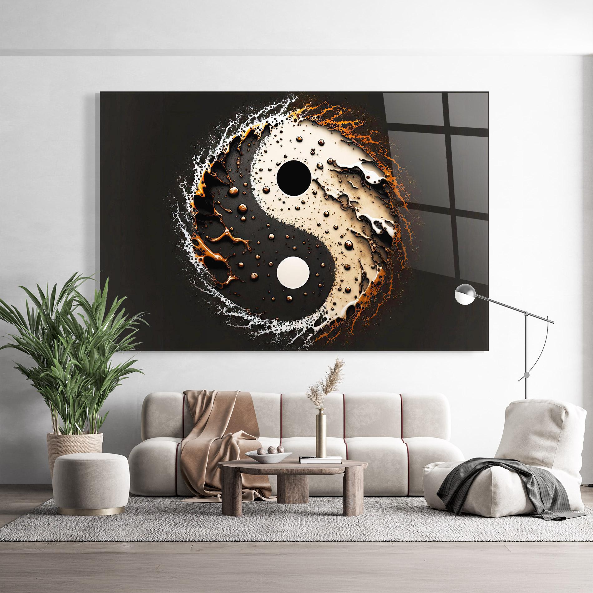 Glasbild Brown Liquid Yinyang mockup 9