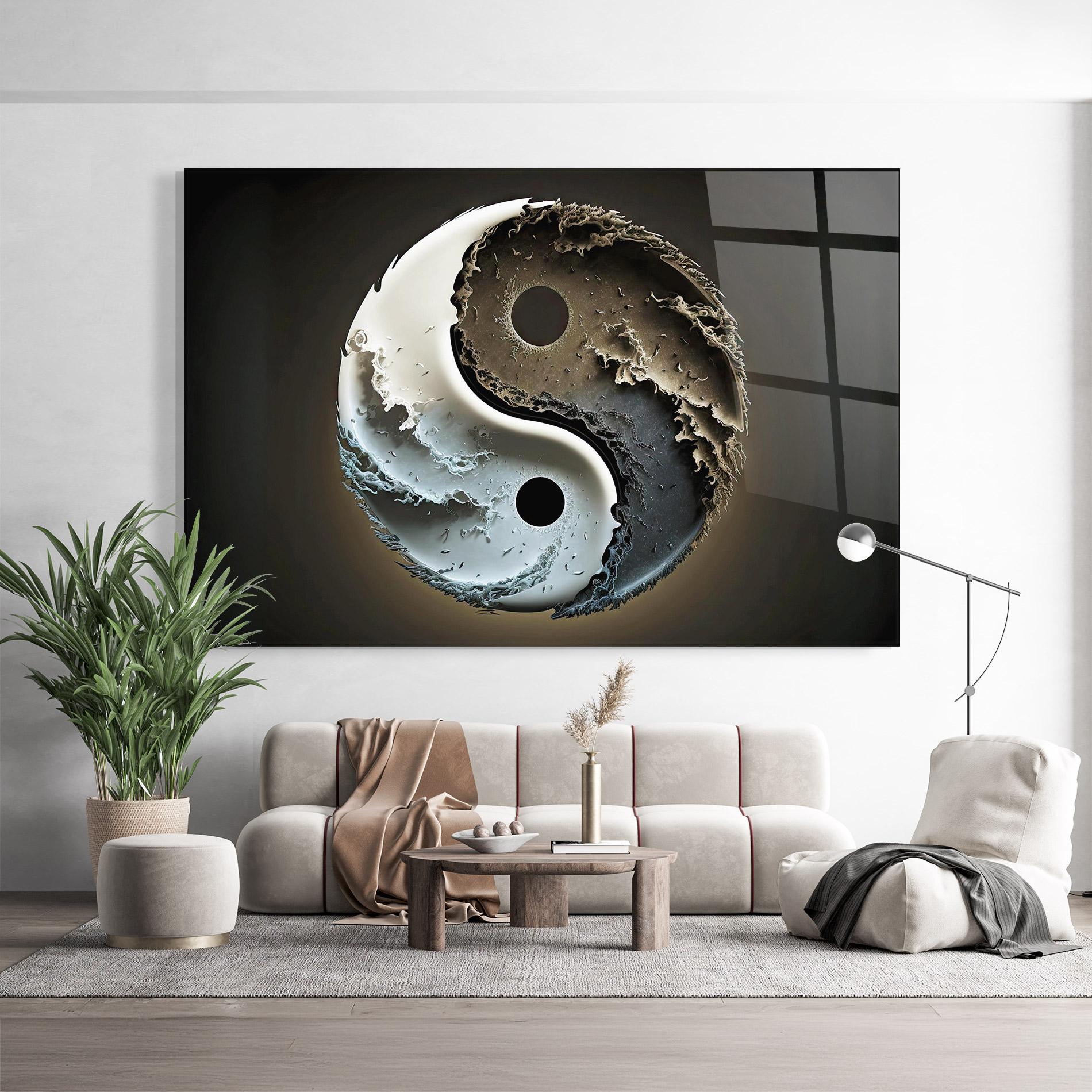 Glasbild Brown Smoke Yinyang mockup 9