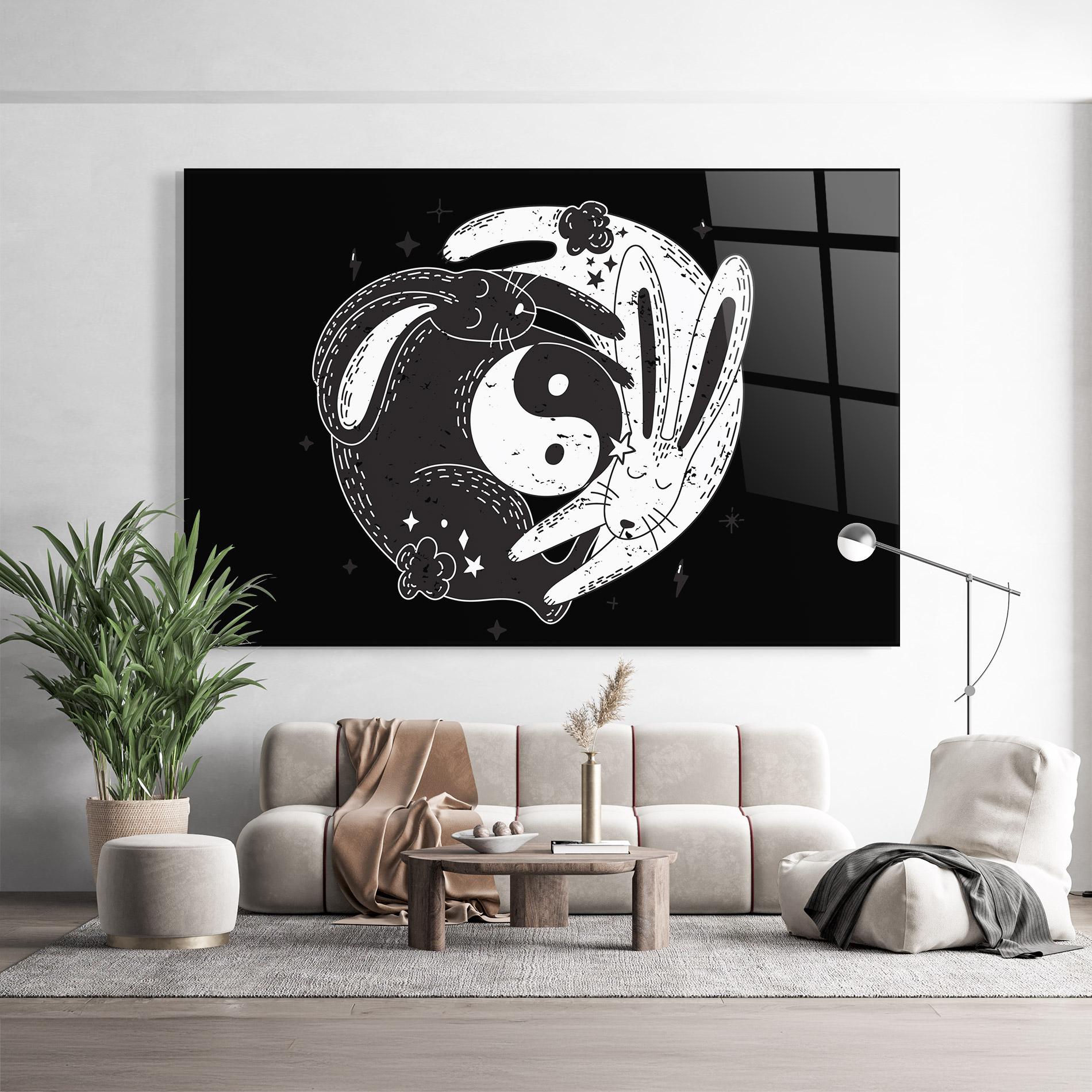 Glasbild Bunny Yinyang mockup 9