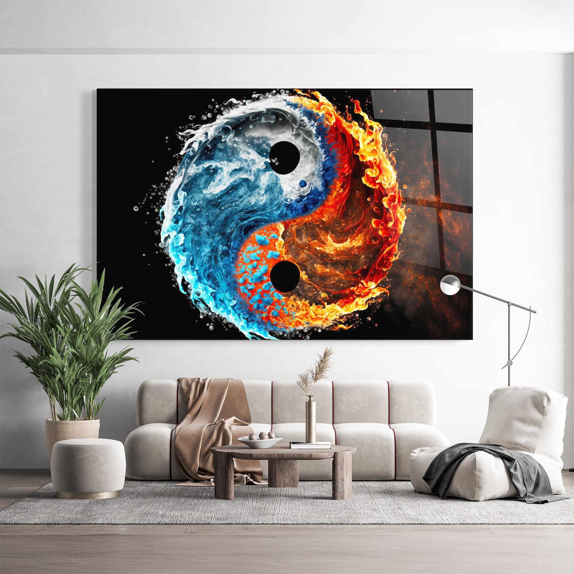Glasbild Fire Water Yin Yang mockup 9