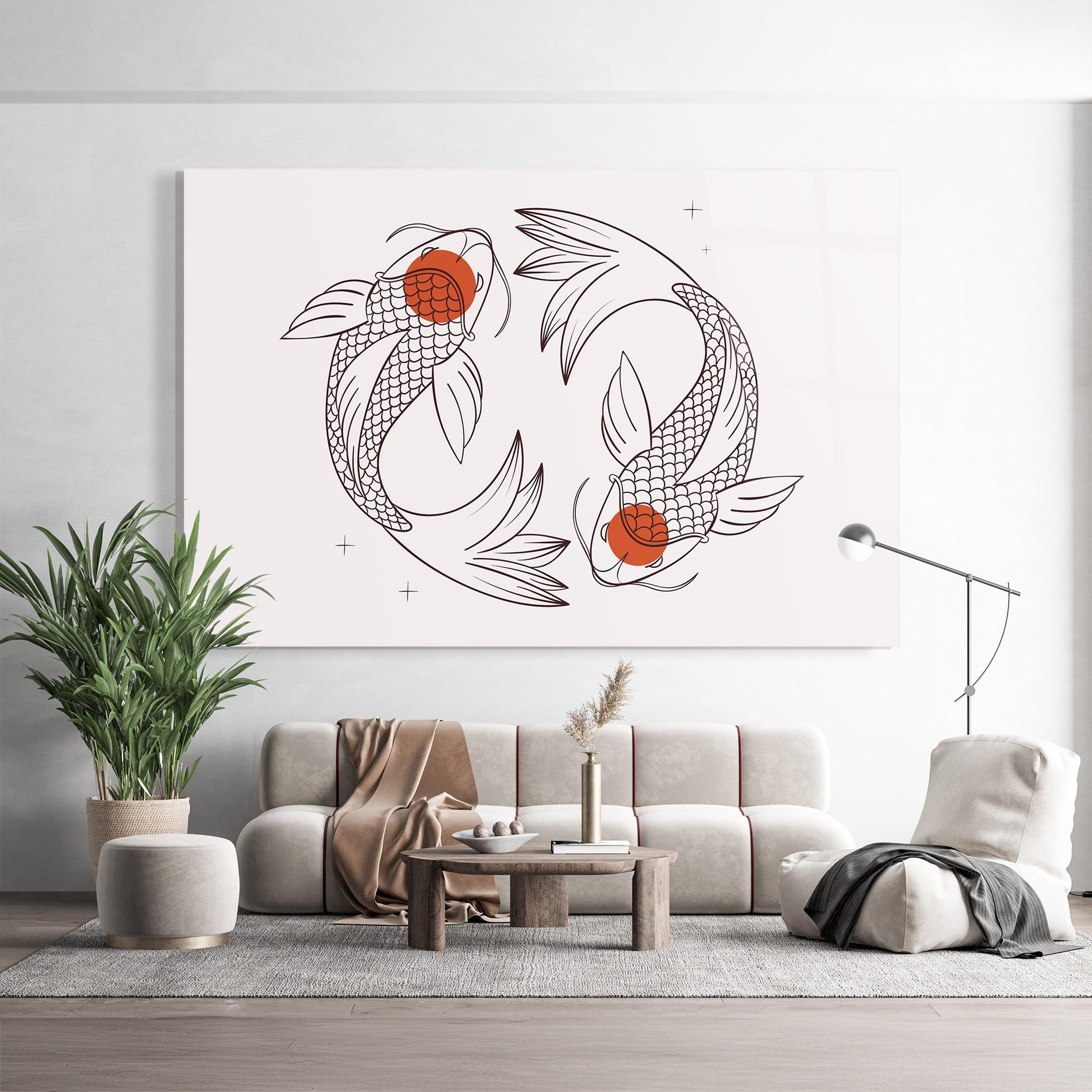 Glasbild Koi Yinyang Art mockup 9