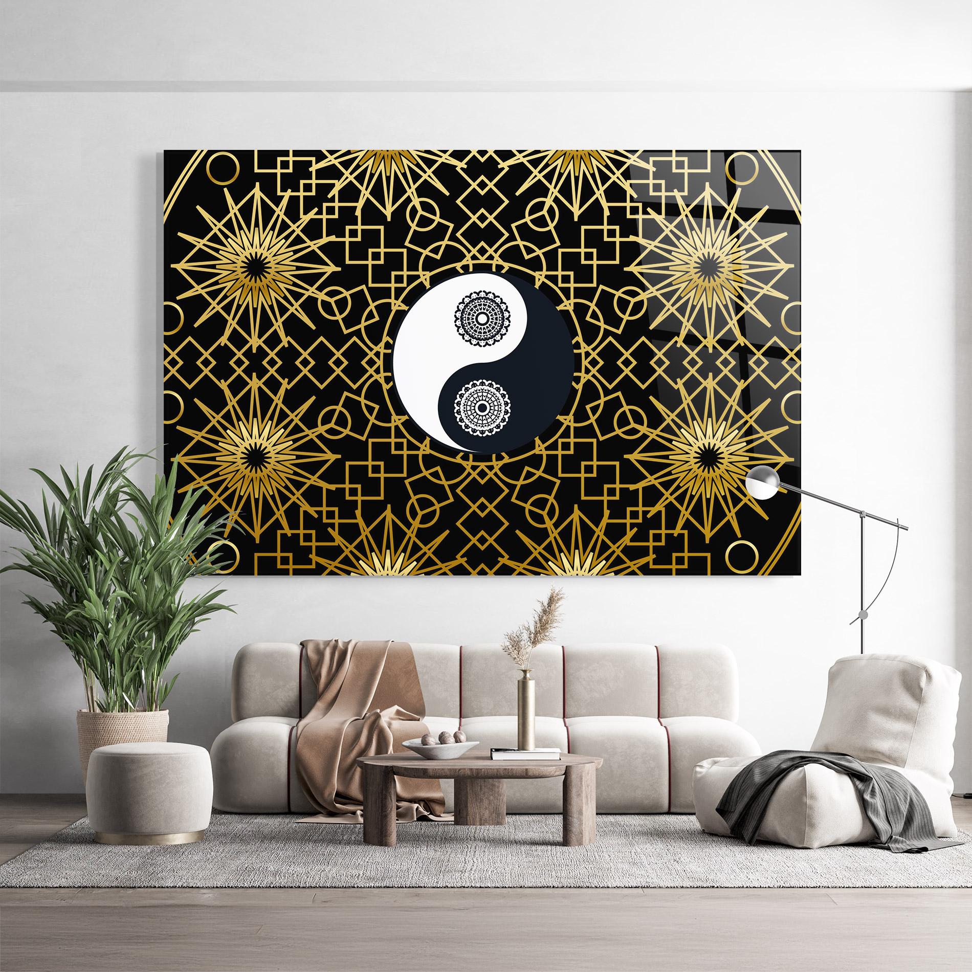 Glasbild Meditation Yin Yang mockup 9