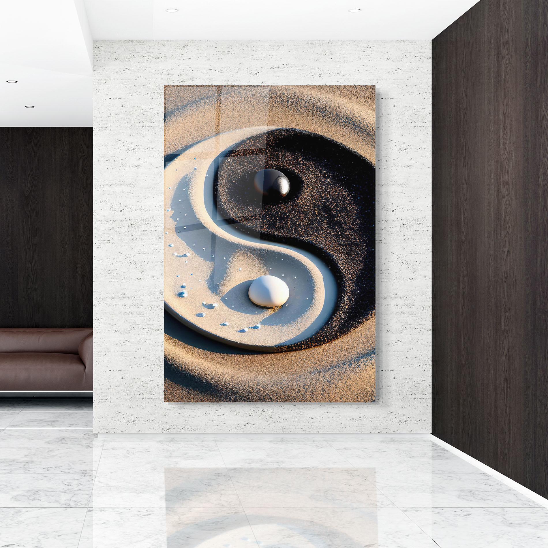 Glasbild Pretty Sand Yinyang mockup 9