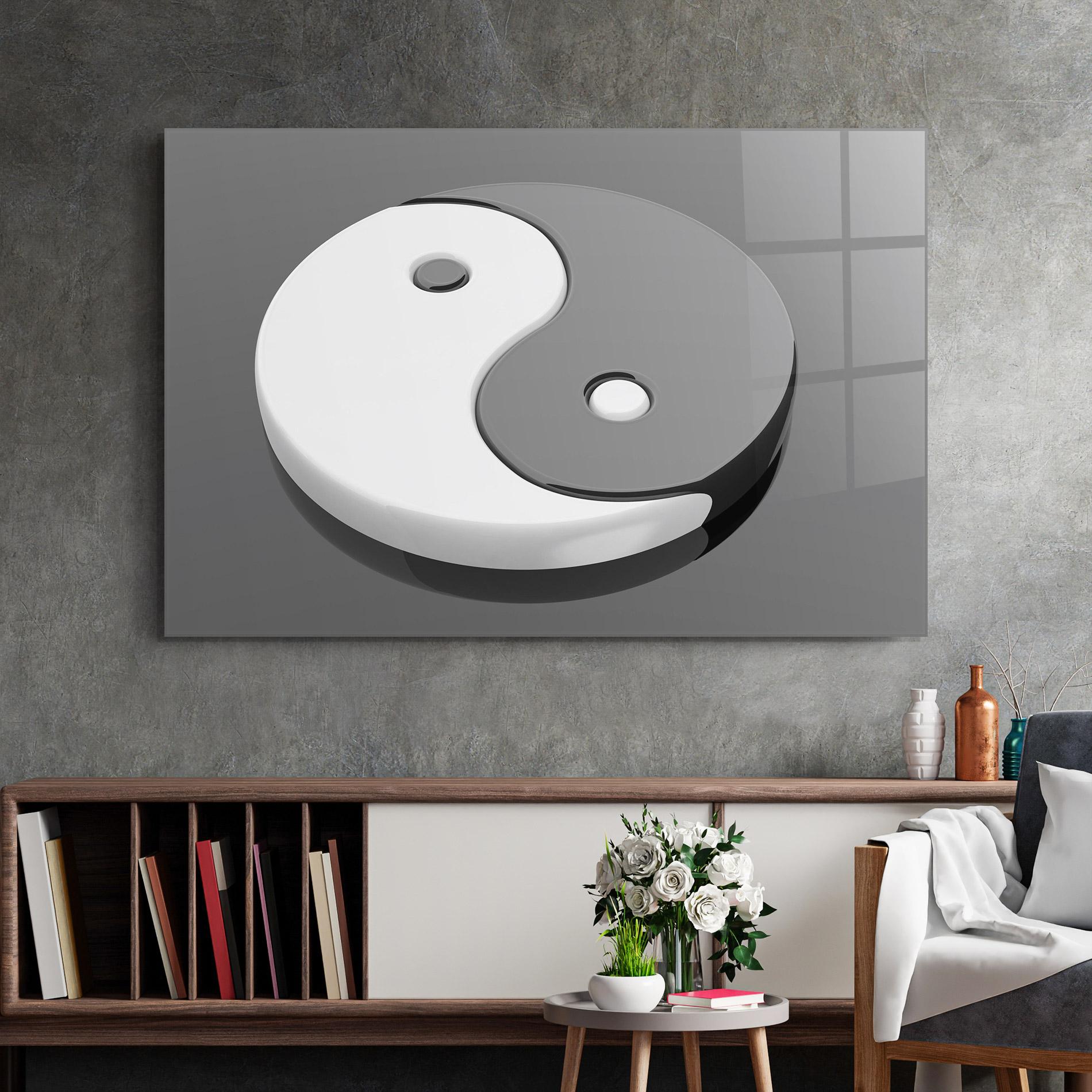Glasbild 3d Yinyang mockup 2