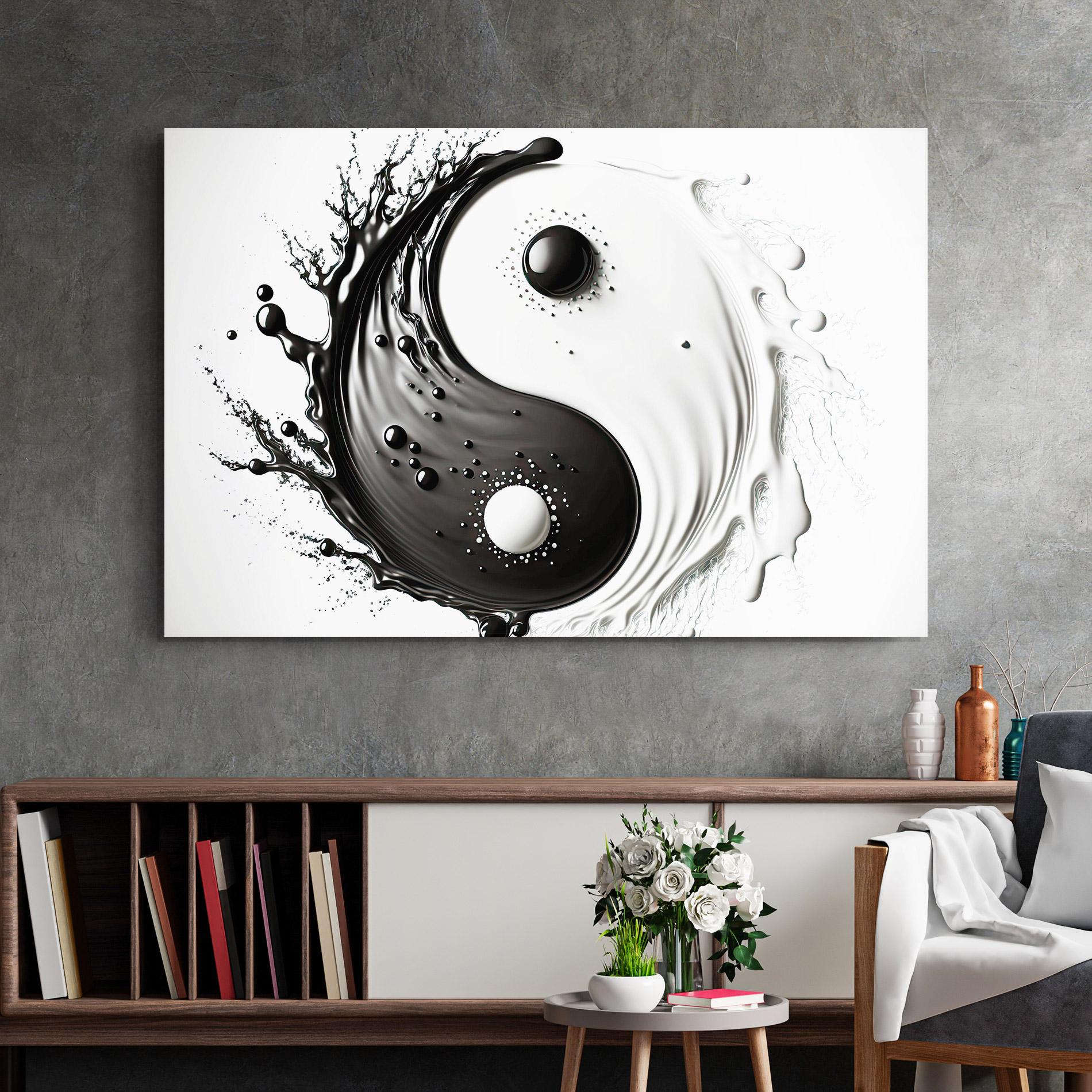 Glasbild Black Liquid Yinyang mockup 2