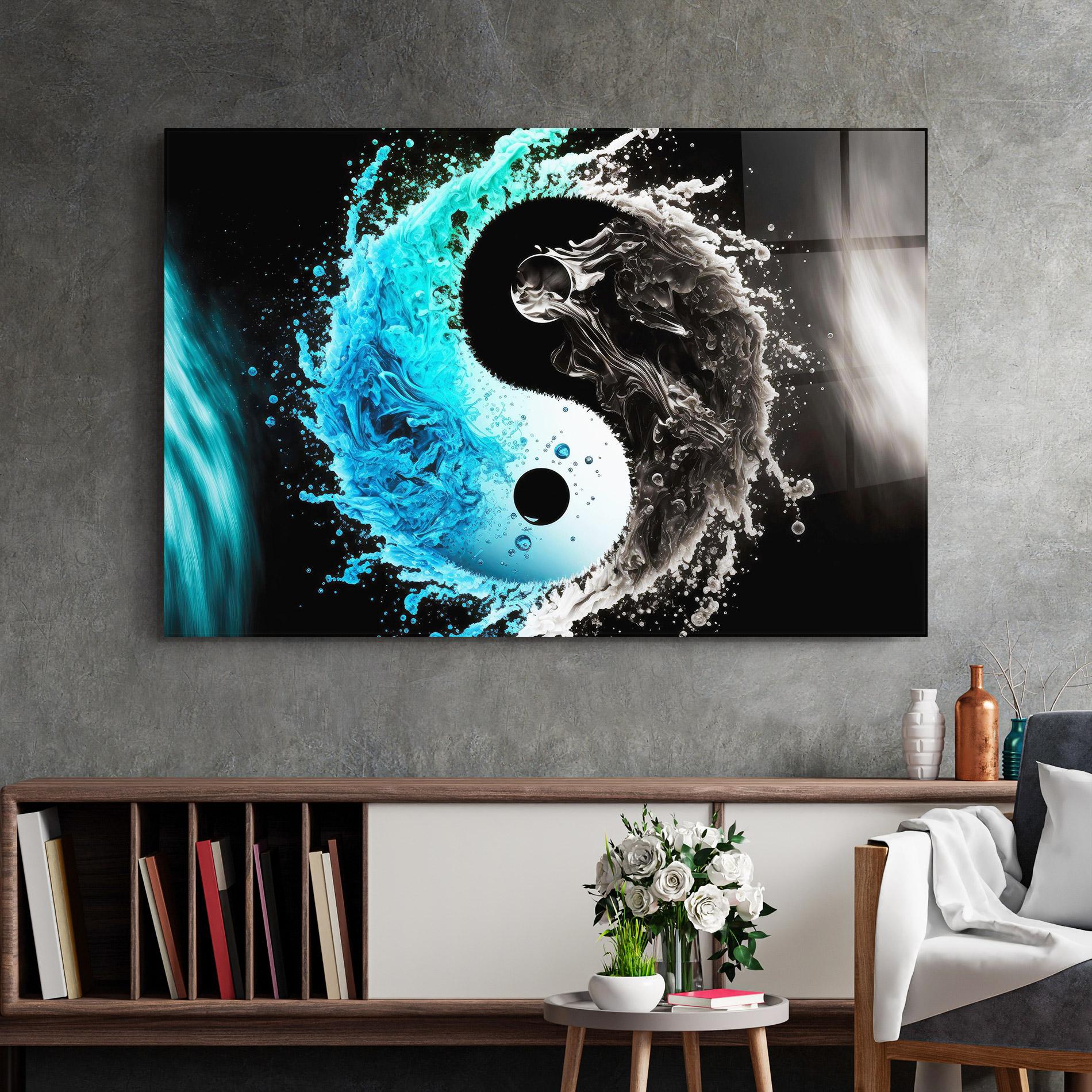 Glasbild Blue Black Yinyang mockup 2