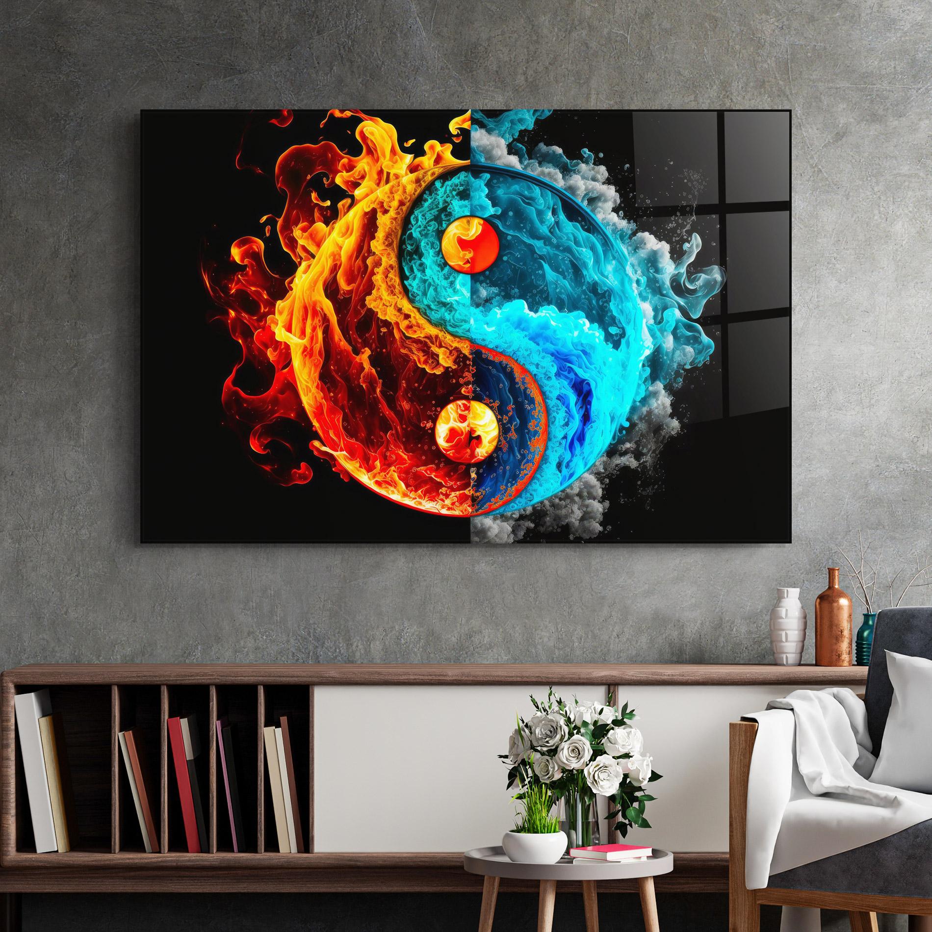 Glasbild Blue Smoke Yinyang mockup 2