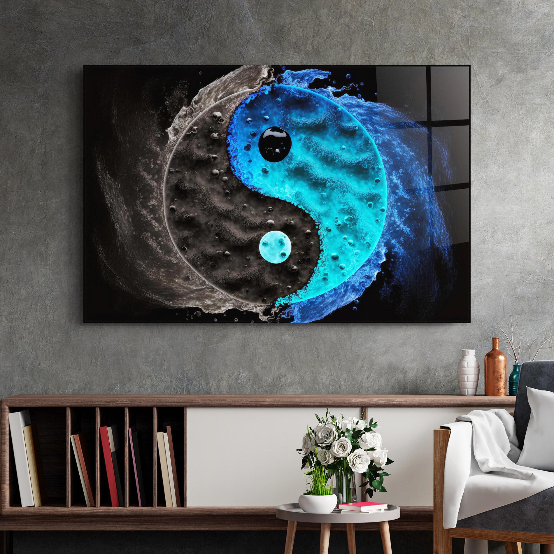Glasbild Blue Water Yinyang mockup 2