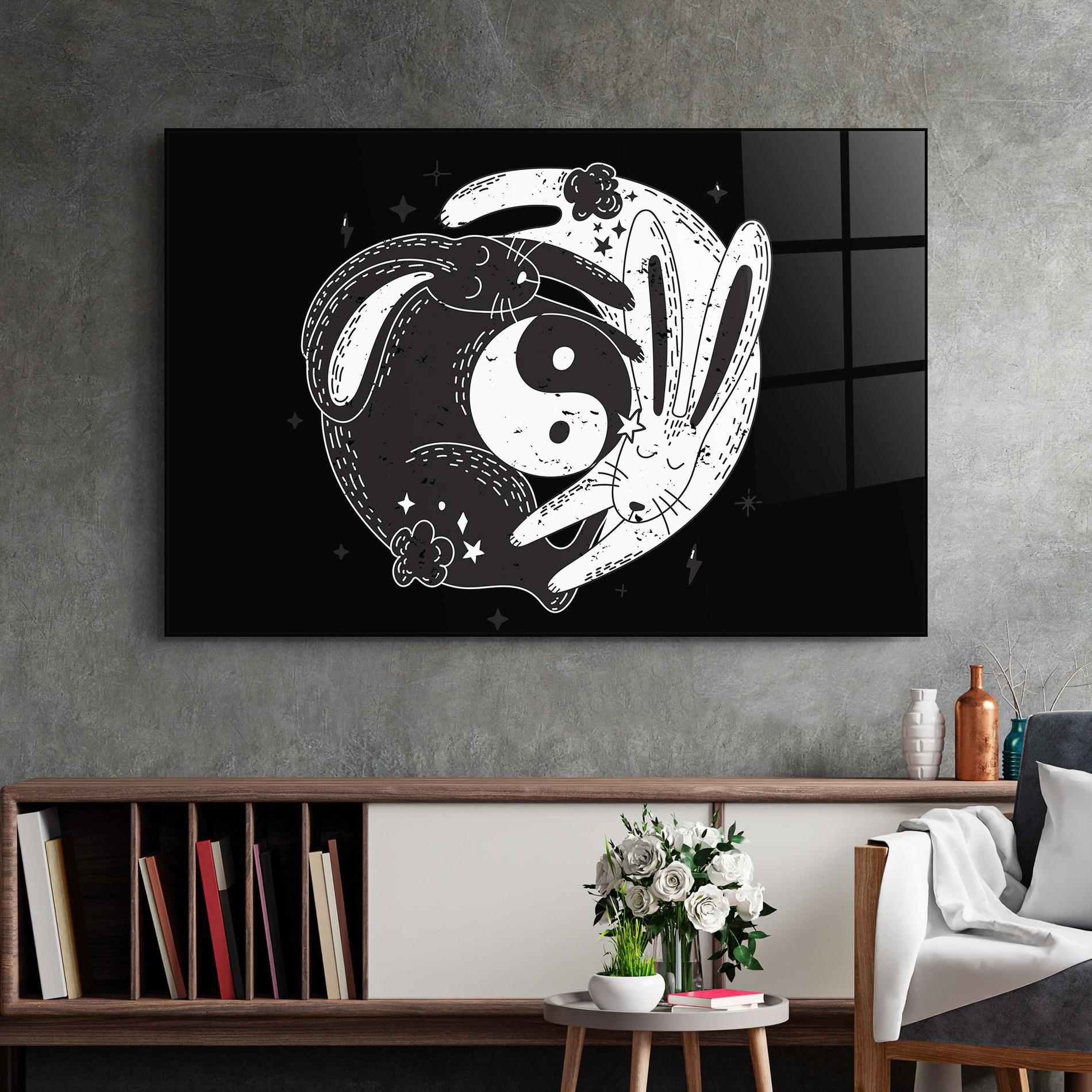 Glasbild Bunny Yinyang mockup 2