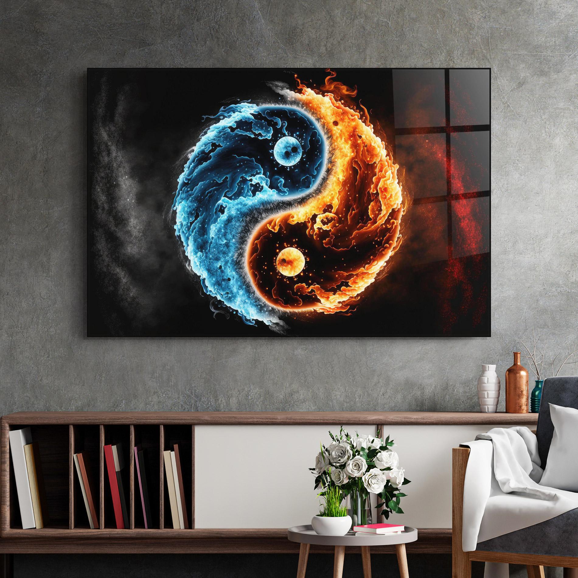 Glasbild Fire Water Yinyang mockup 2