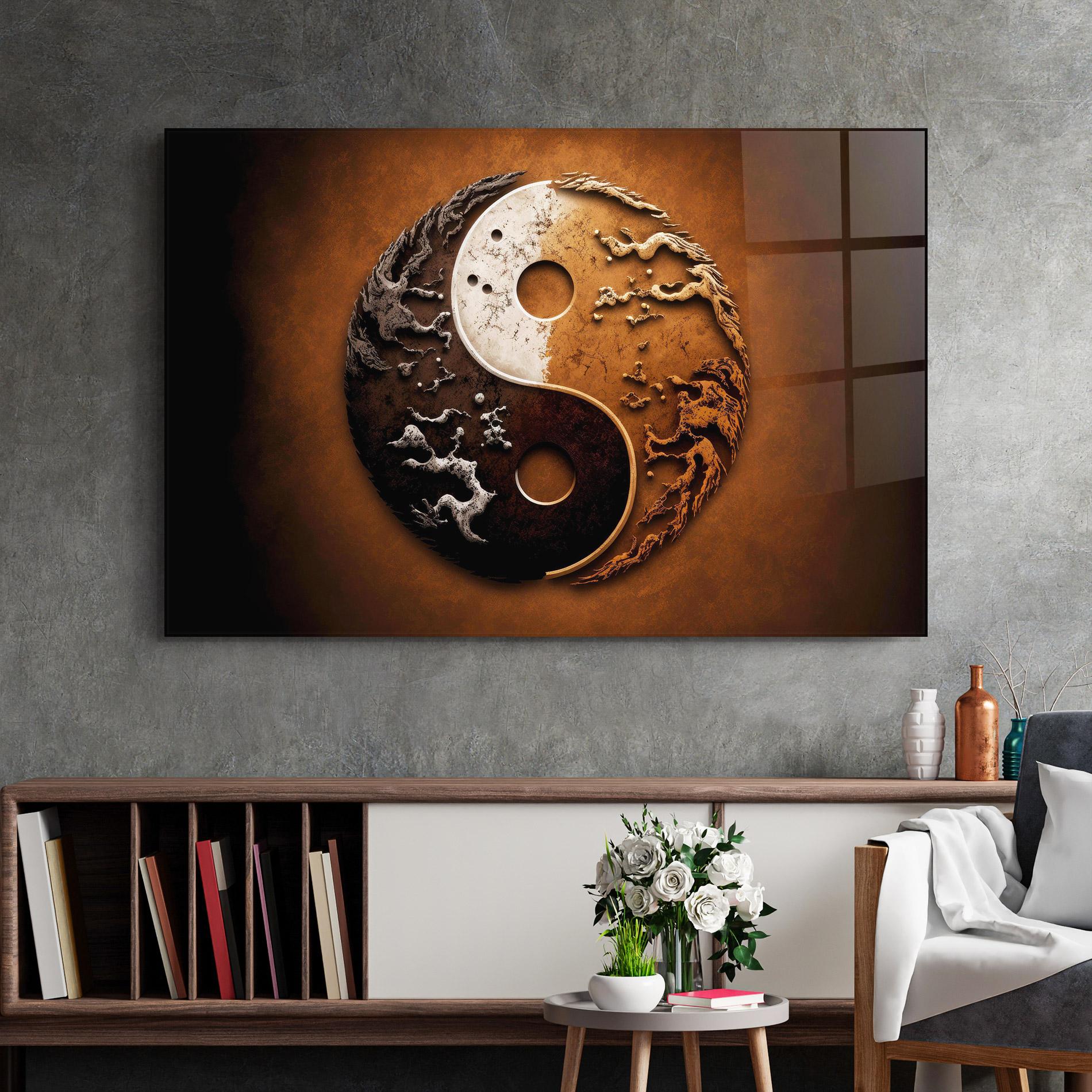 Glasbild White Sand Yinyang mockup 2