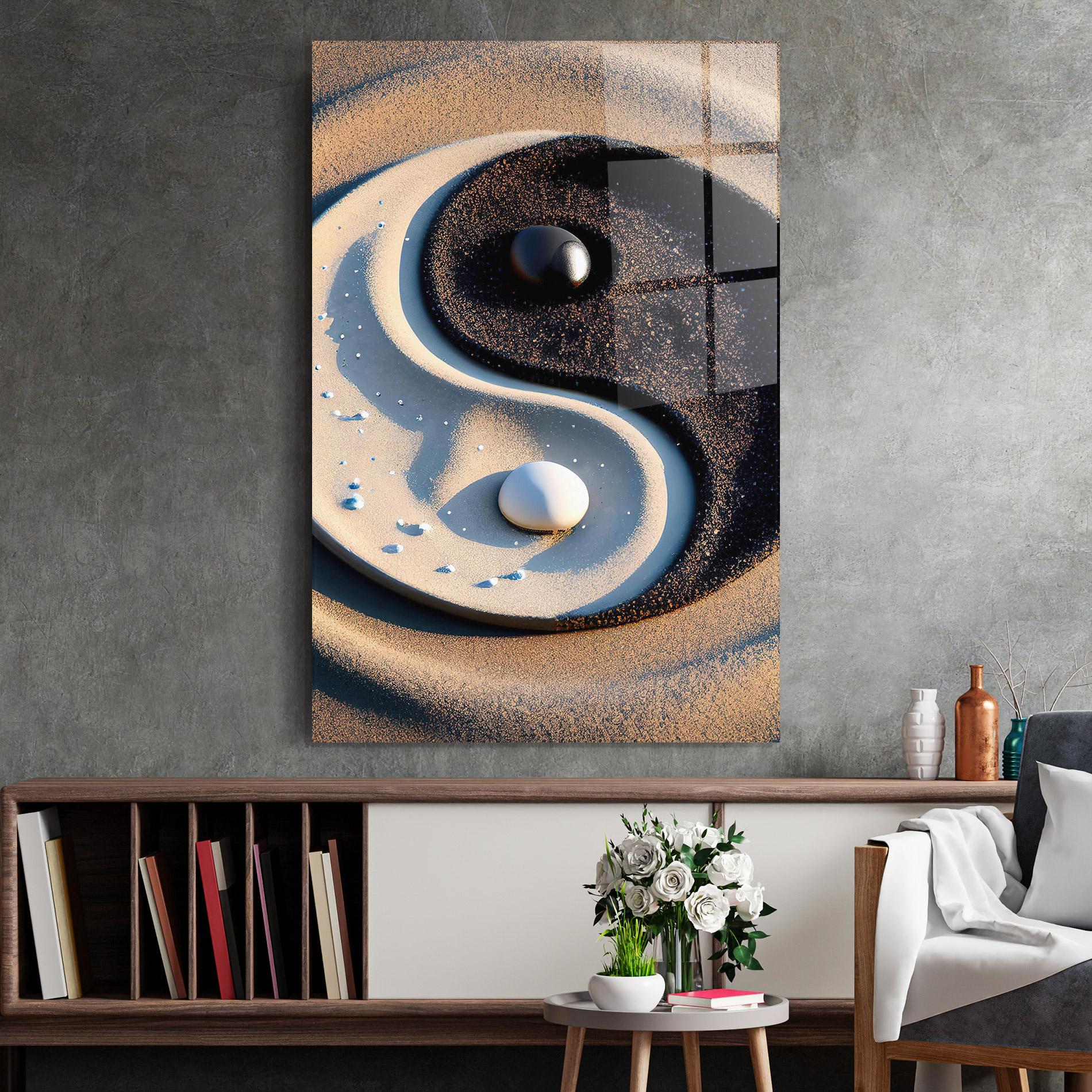 Glasbild Pretty Sand Yinyang mockup 2