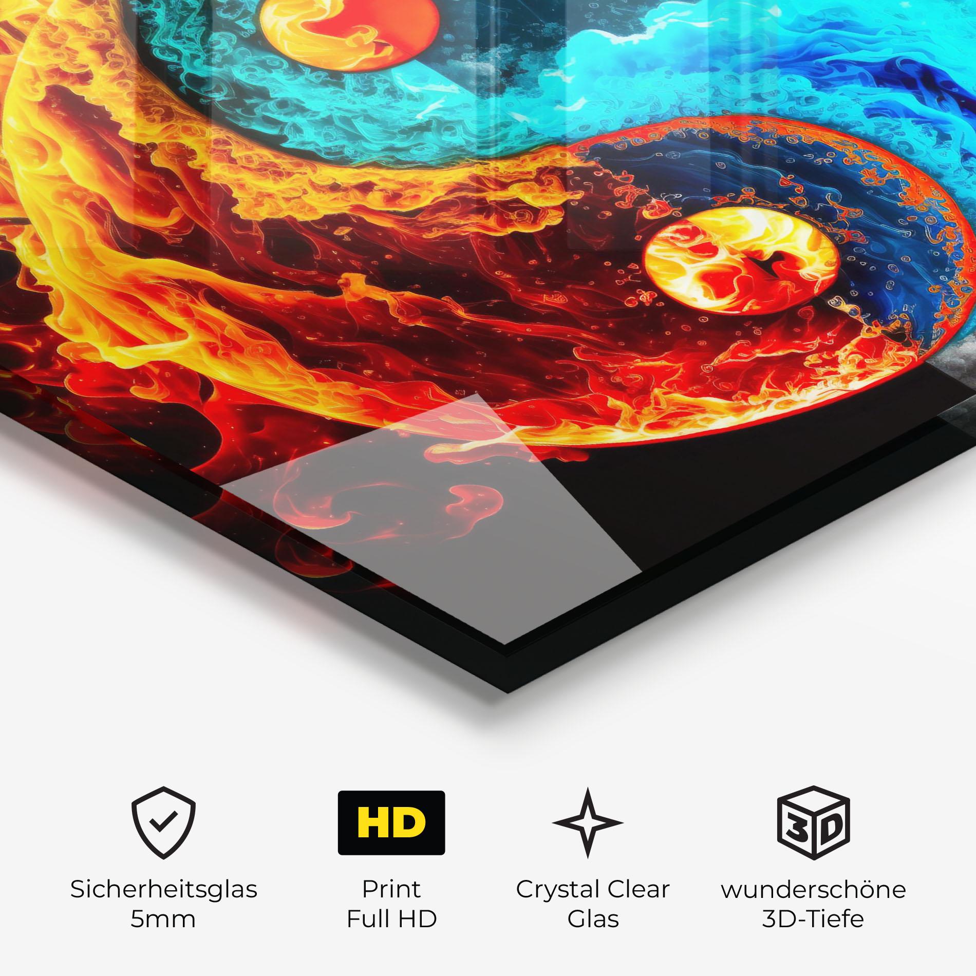 Glasbild Blue Smoke Yinyang mockup 3