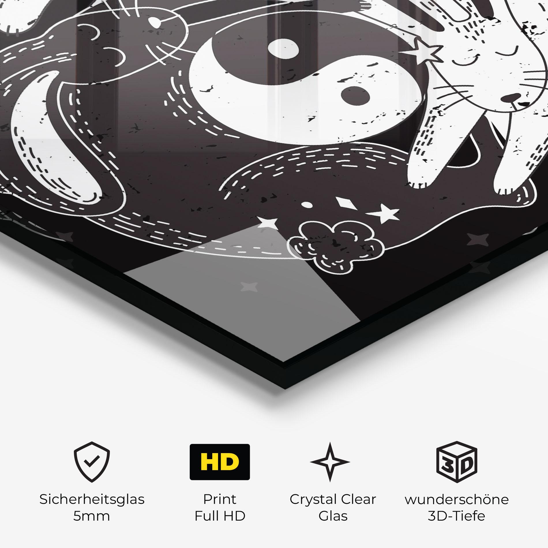 Glasbild Bunny Yinyang mockup 3