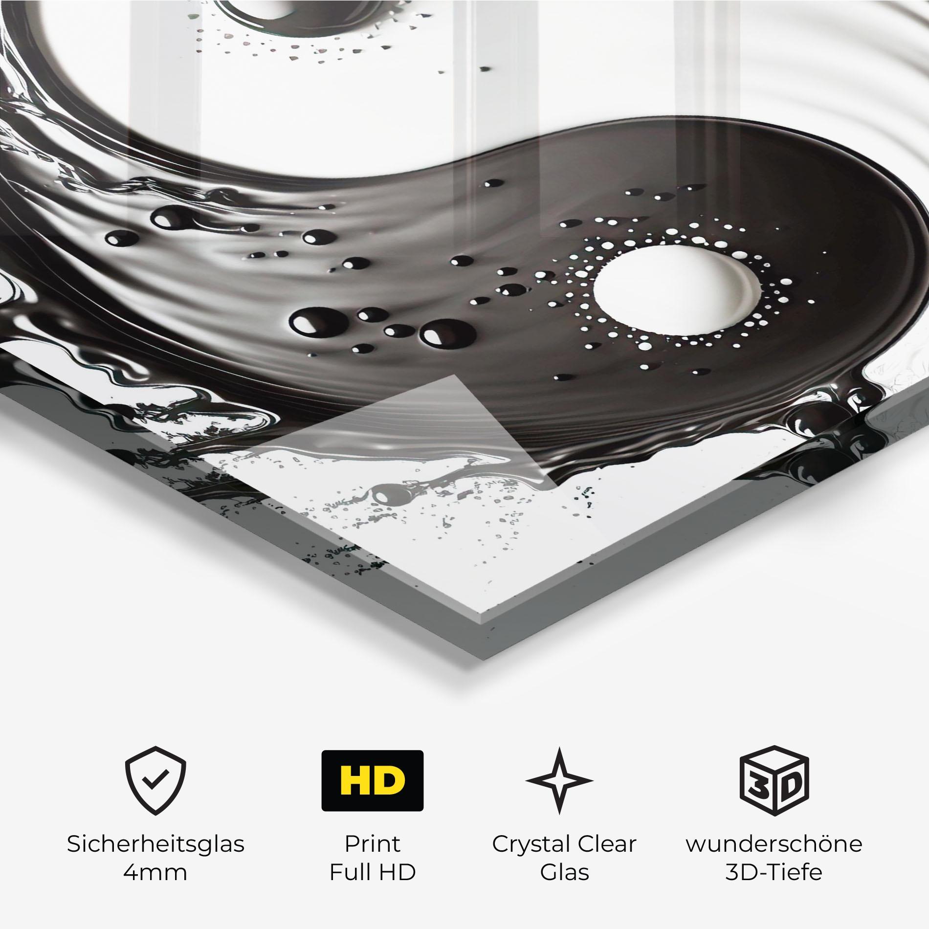 Glasbild Black Liquid Yinyang mockup 3