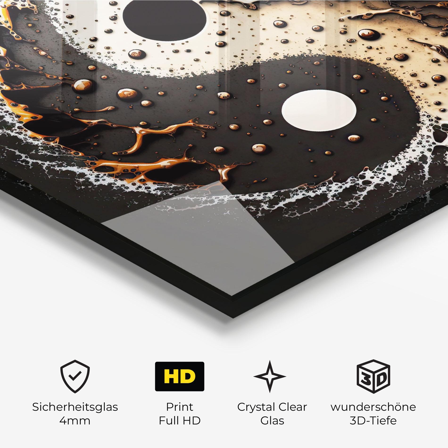 Glasbild Brown Liquid Yinyang mockup 3