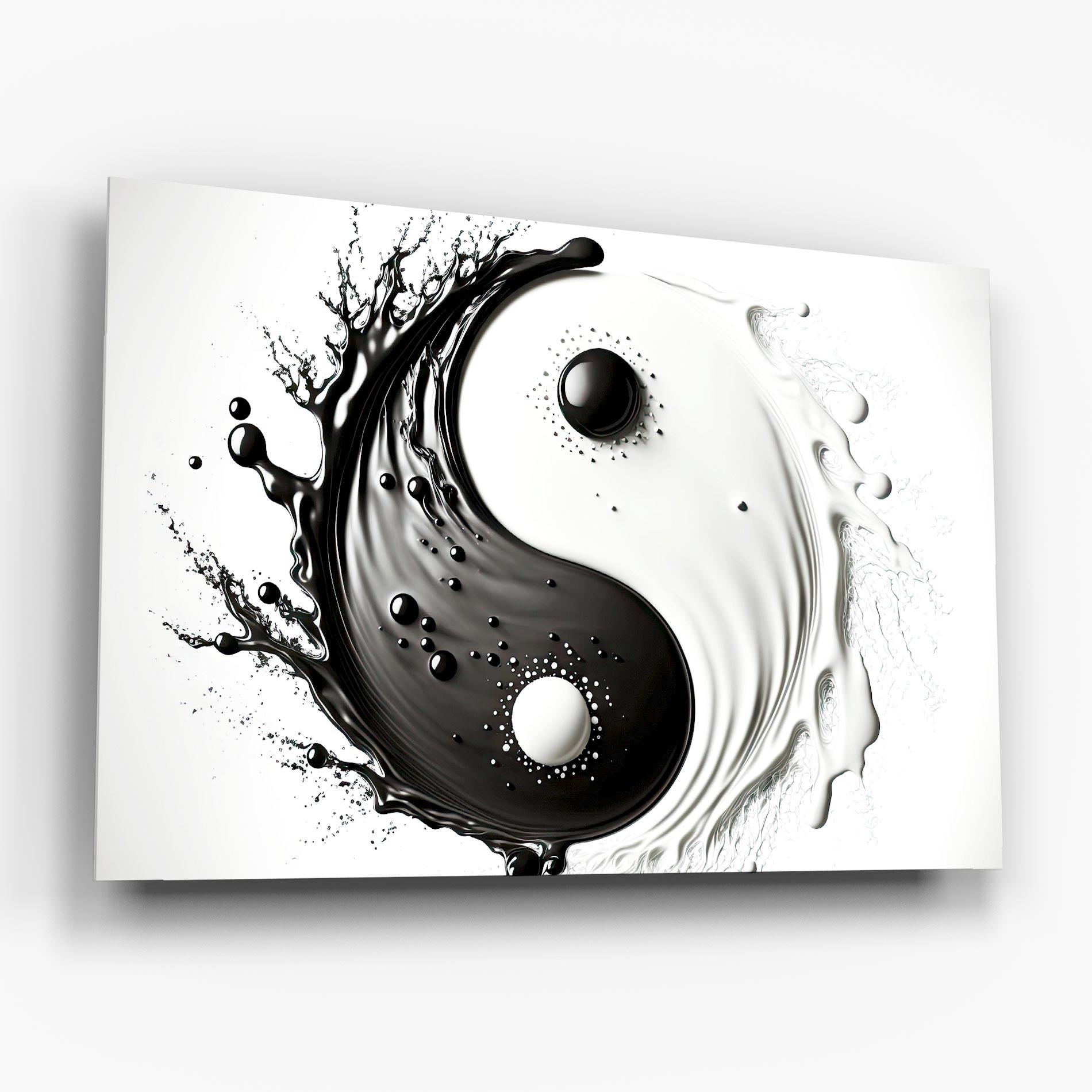 Glasbild Black Liquid Yinyang mockup 6