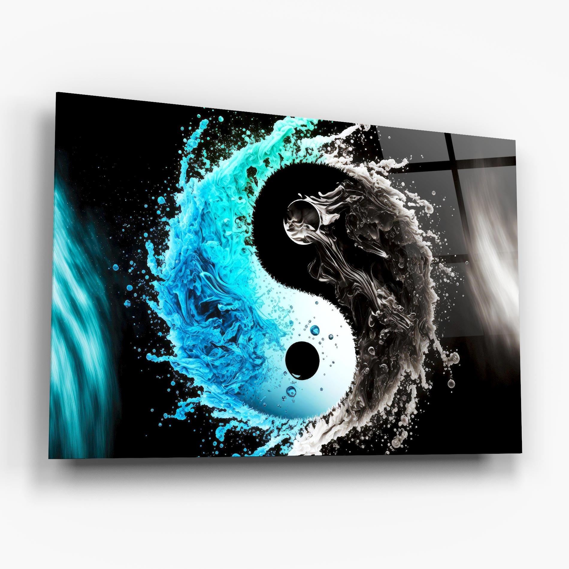 Glasbild Blue Black Yinyang mockup 6