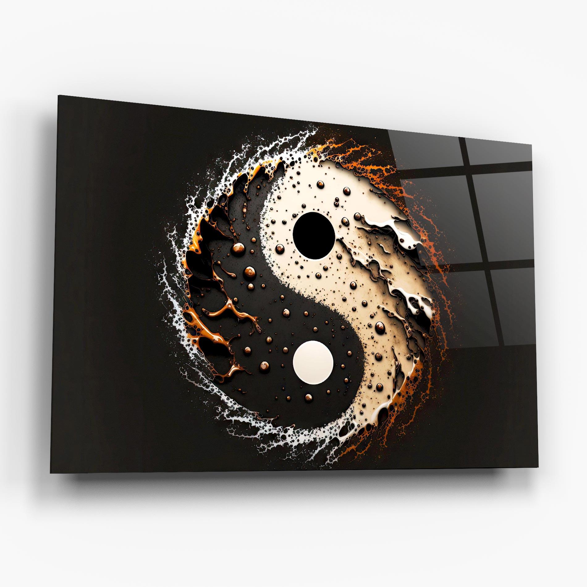 Glasbild Brown Liquid Yinyang mockup 6