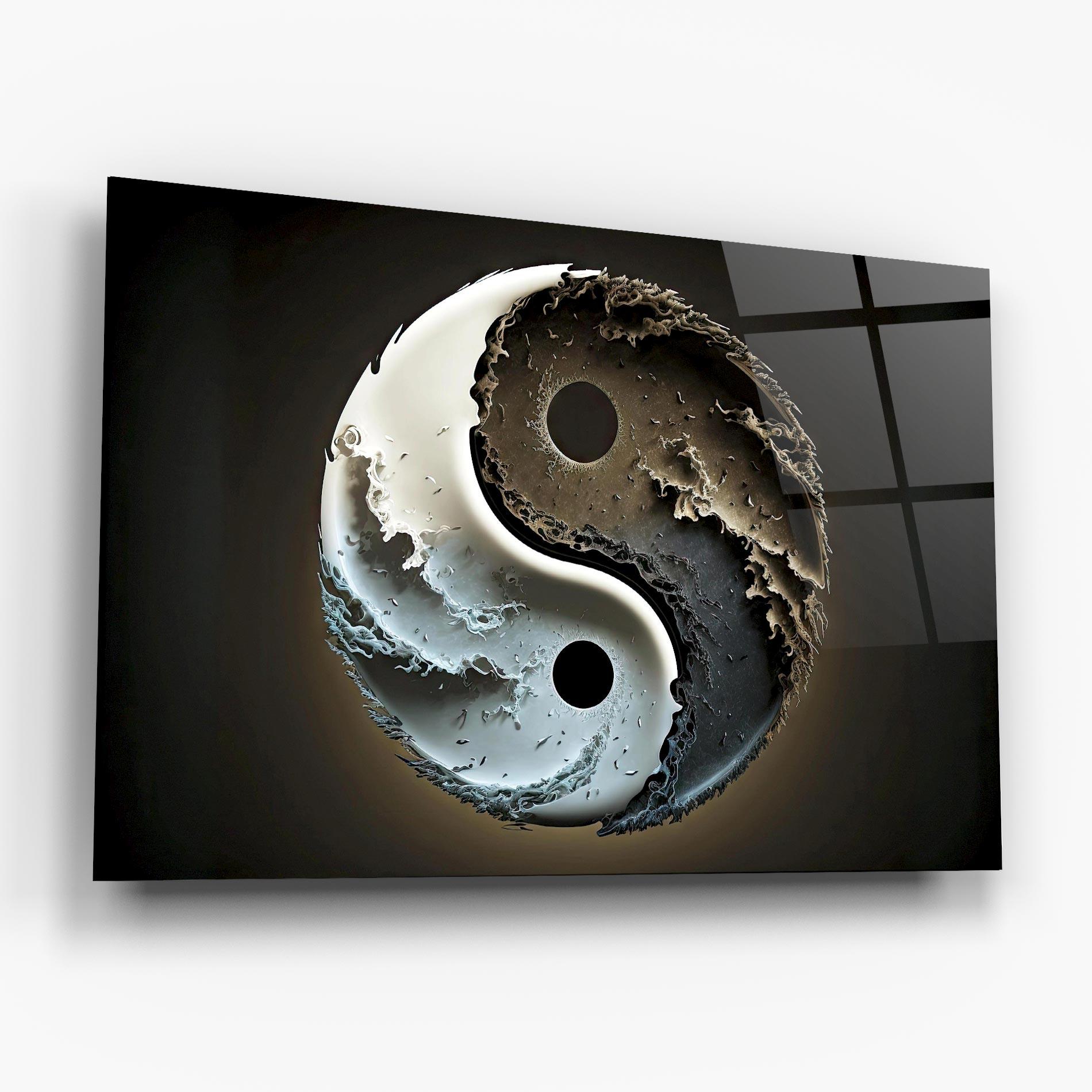 Glasbild Brown Smoke Yinyang mockup 6