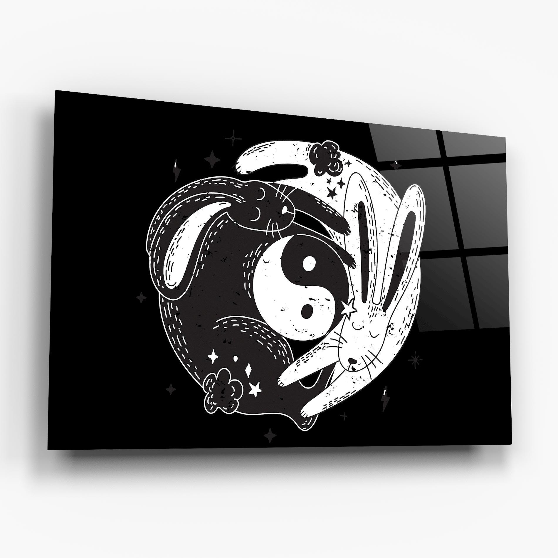 Glasbild Bunny Yinyang mockup 6