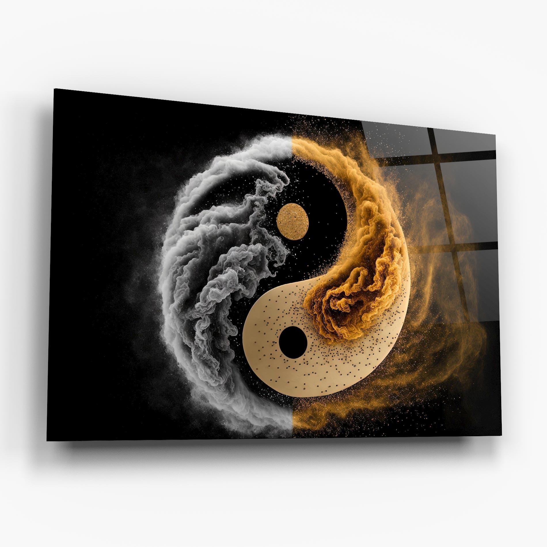 Glasbild Cream Smoke Yinyang mockup 6