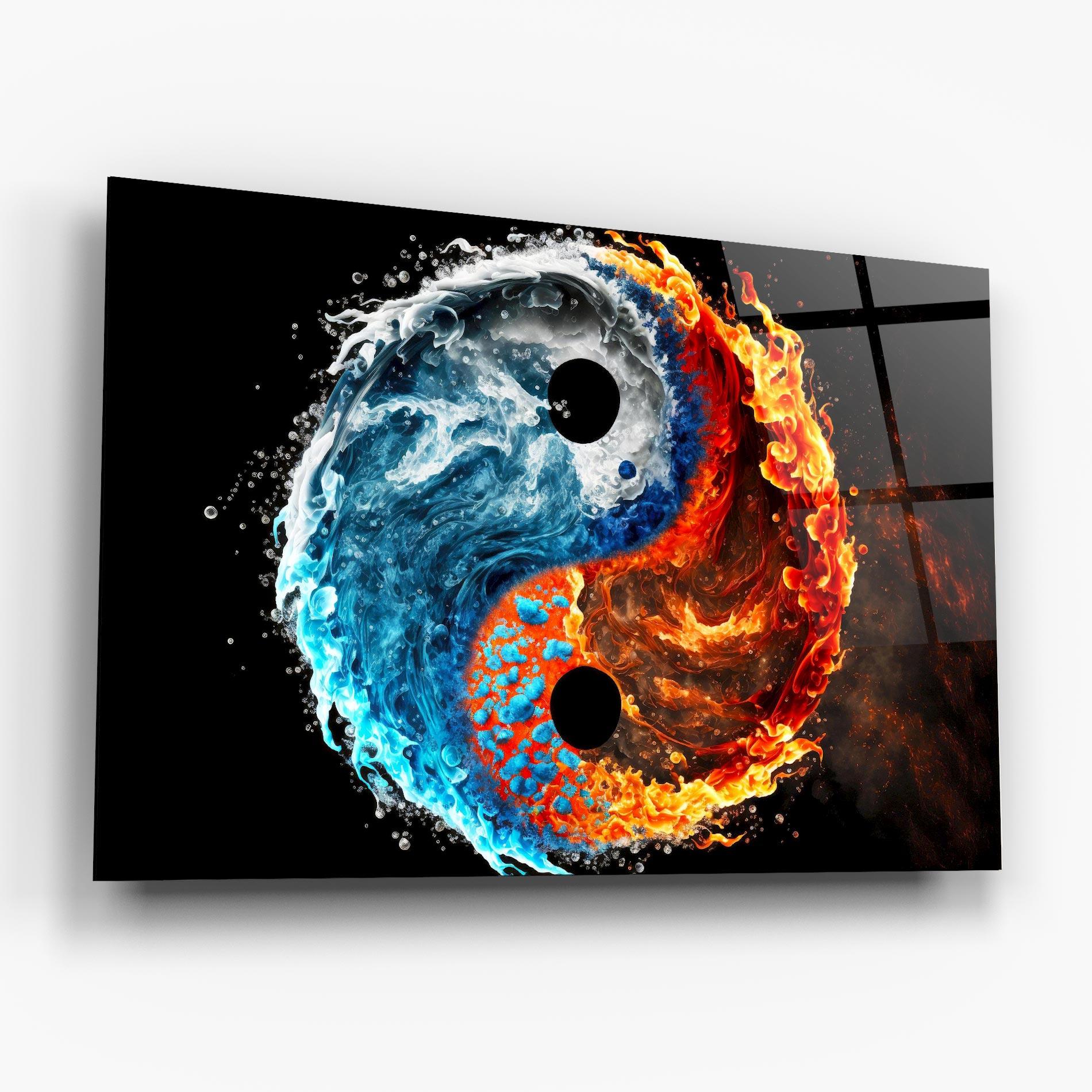 Glasbild Fire Water Yin Yang mockup 6