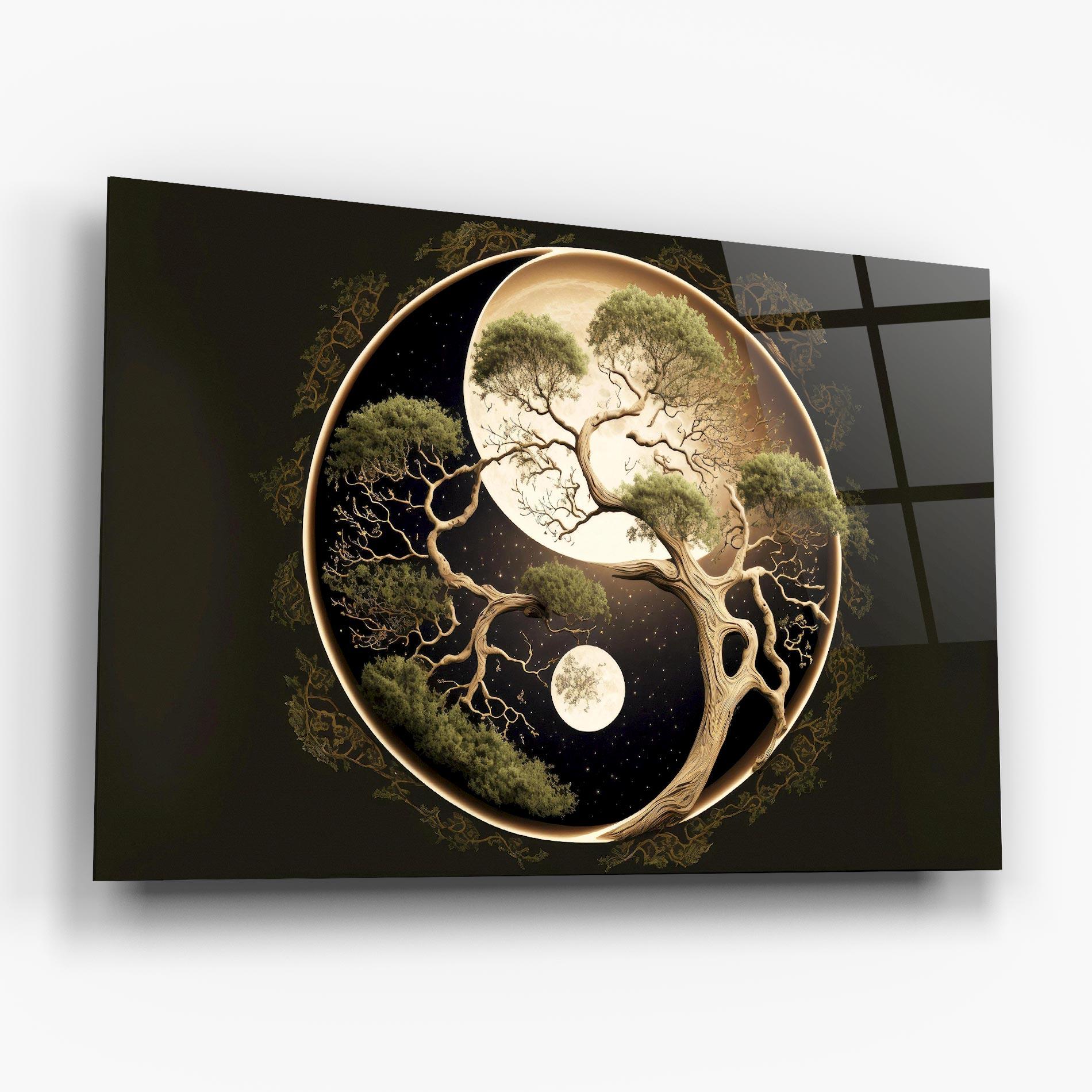 Glasbild Green Tree Yinyang mockup 6