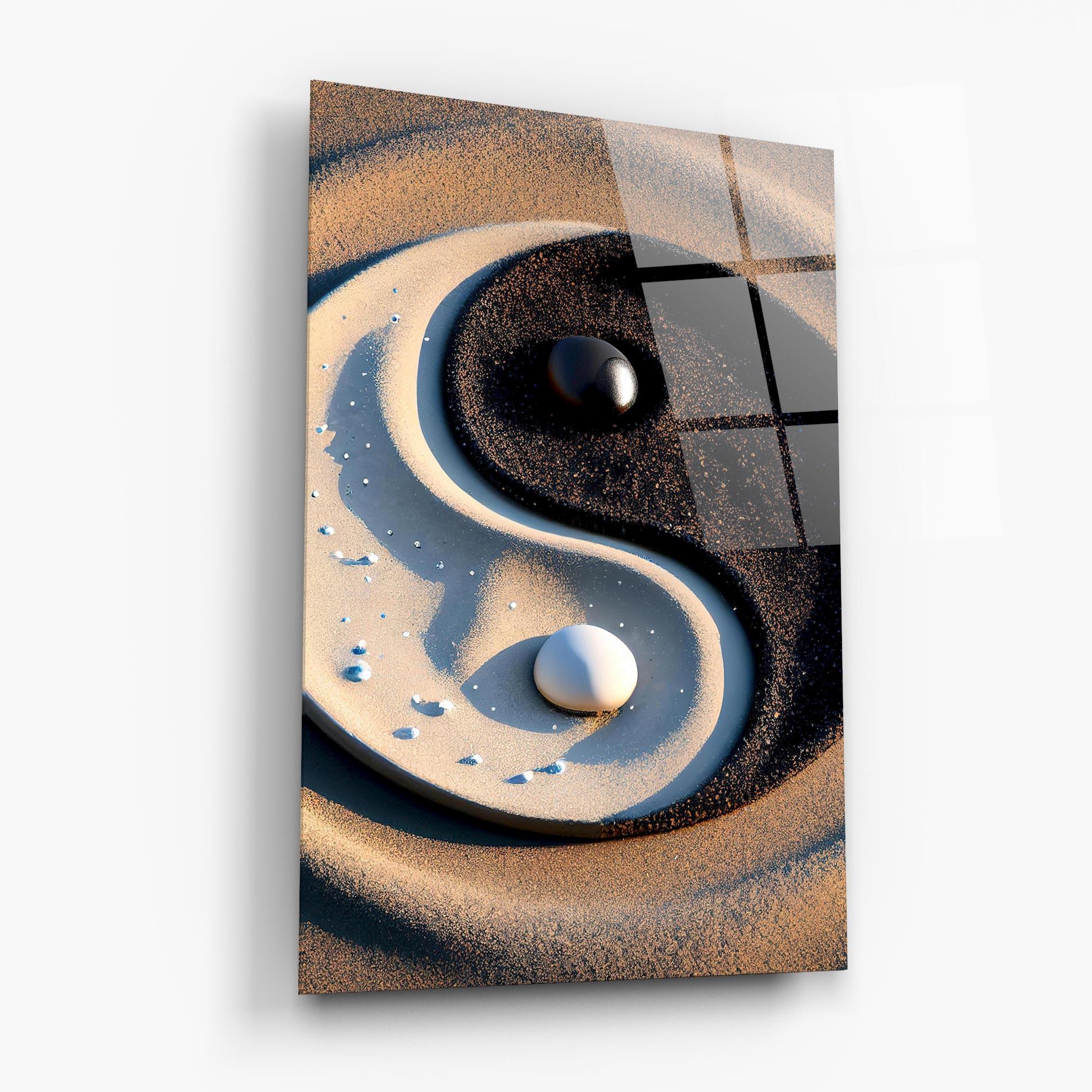 Glasbild Pretty Sand Yinyang mockup 6