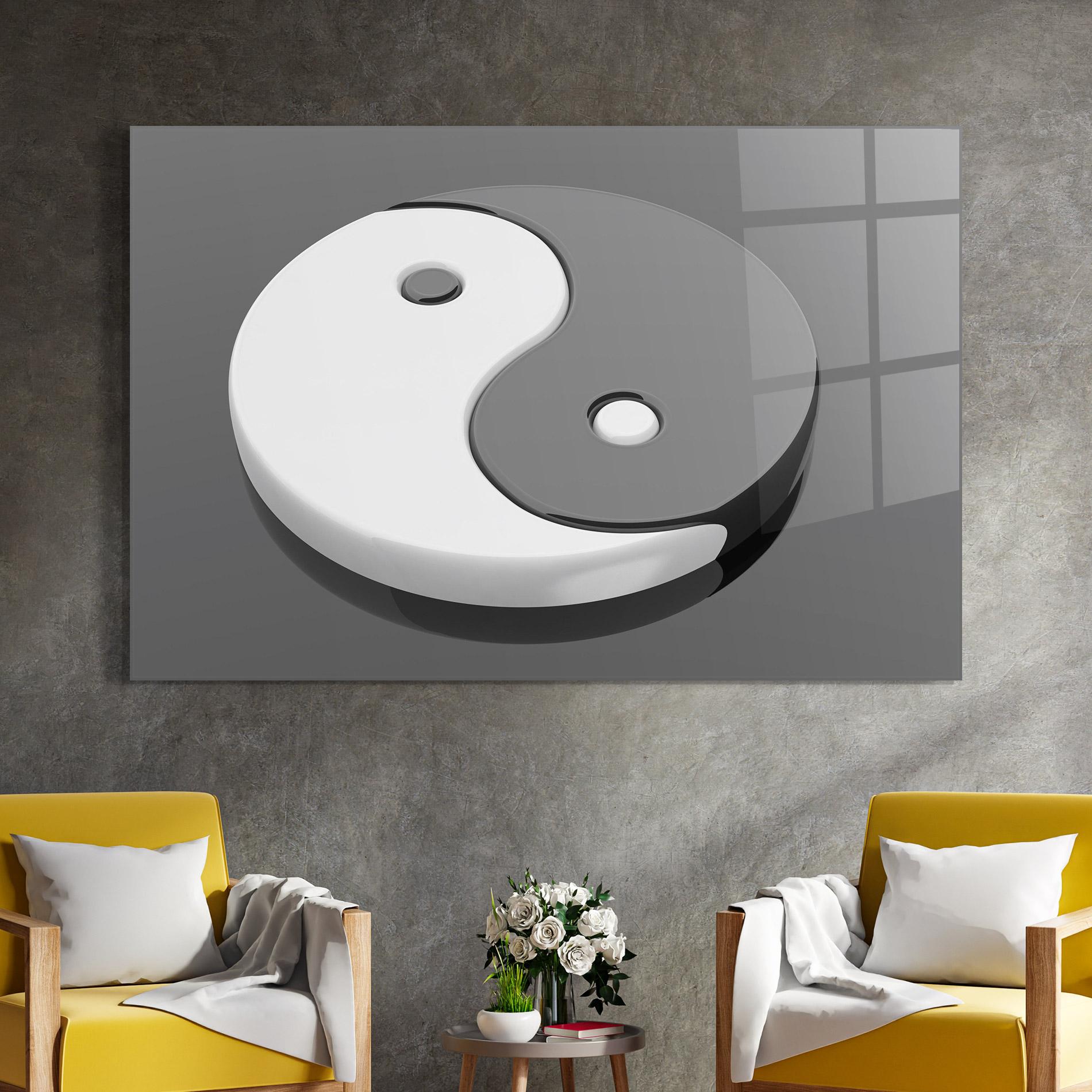 Glasbild 3d Yinyang mockup 4